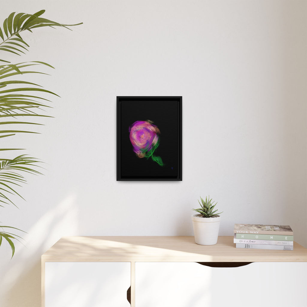 Abstract Rose Swirl Matte Framed Canvas — Multicolor Floral Wall Art