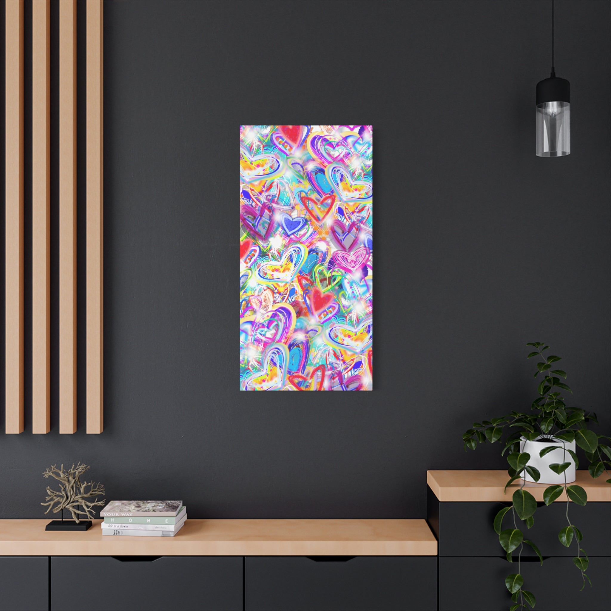 Colorful Heart Graffiti Matte Canvas