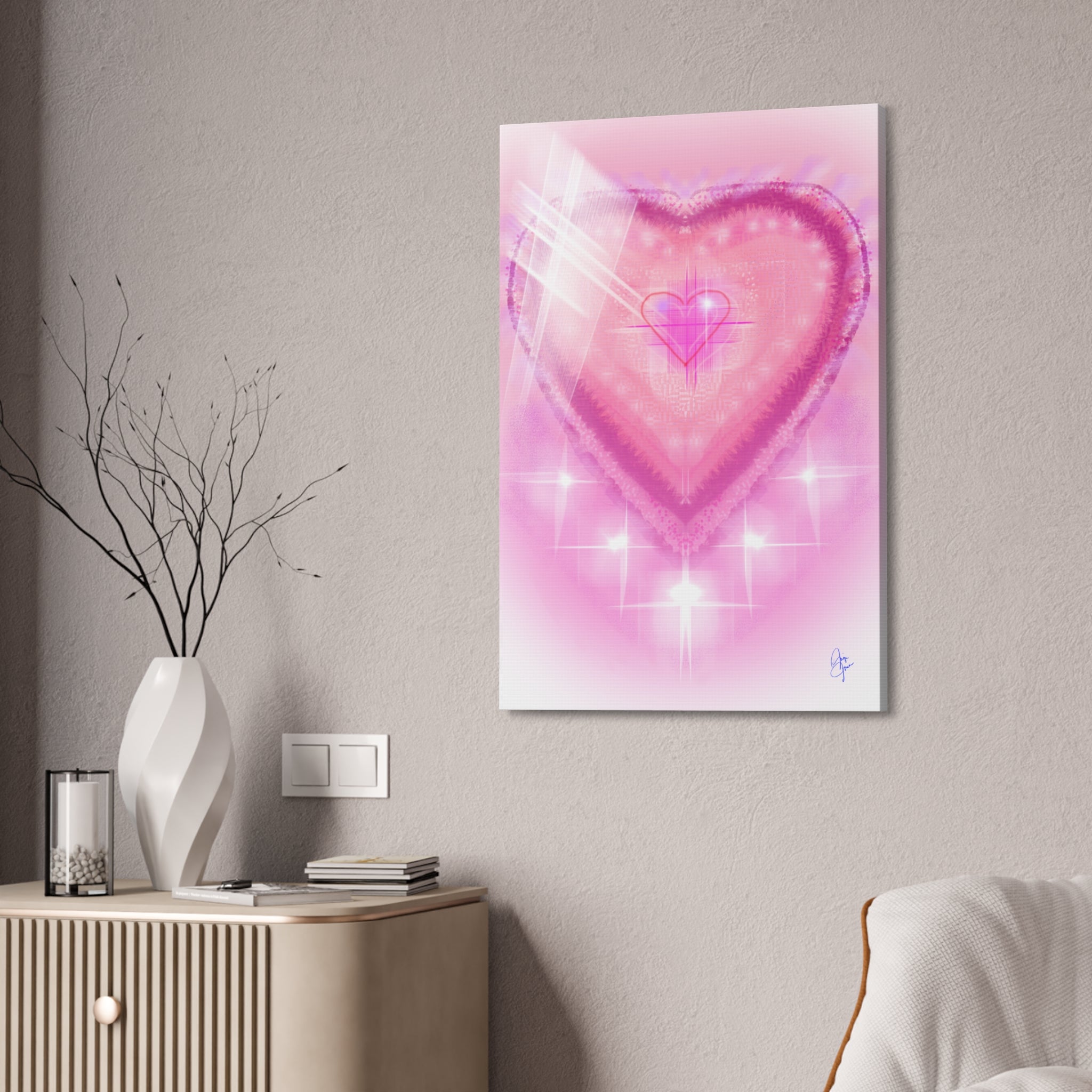 Pink Heart Canvas Wall Art — Romantic Valentine’s Decor