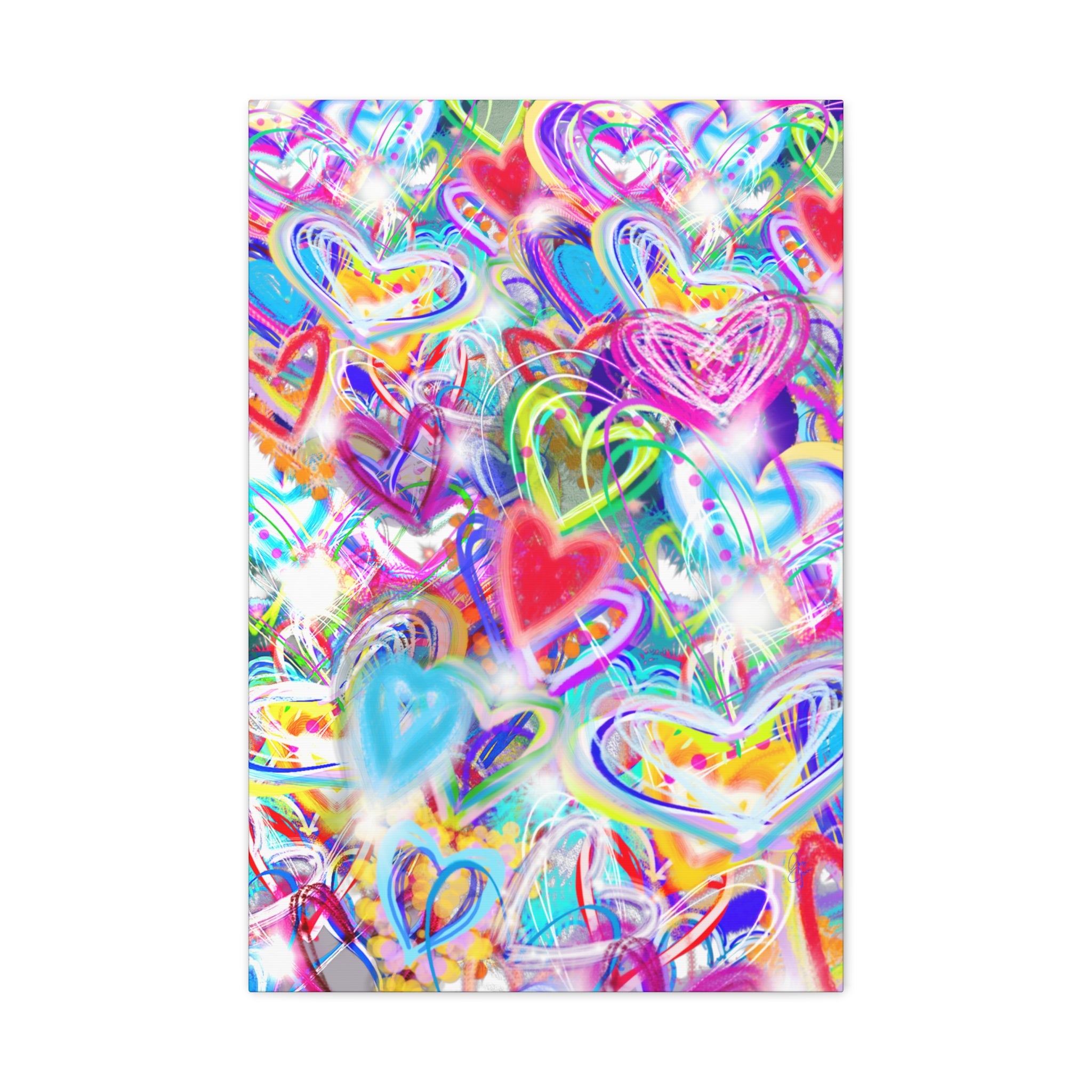 Colorful Heart Graffiti Matte Canvas