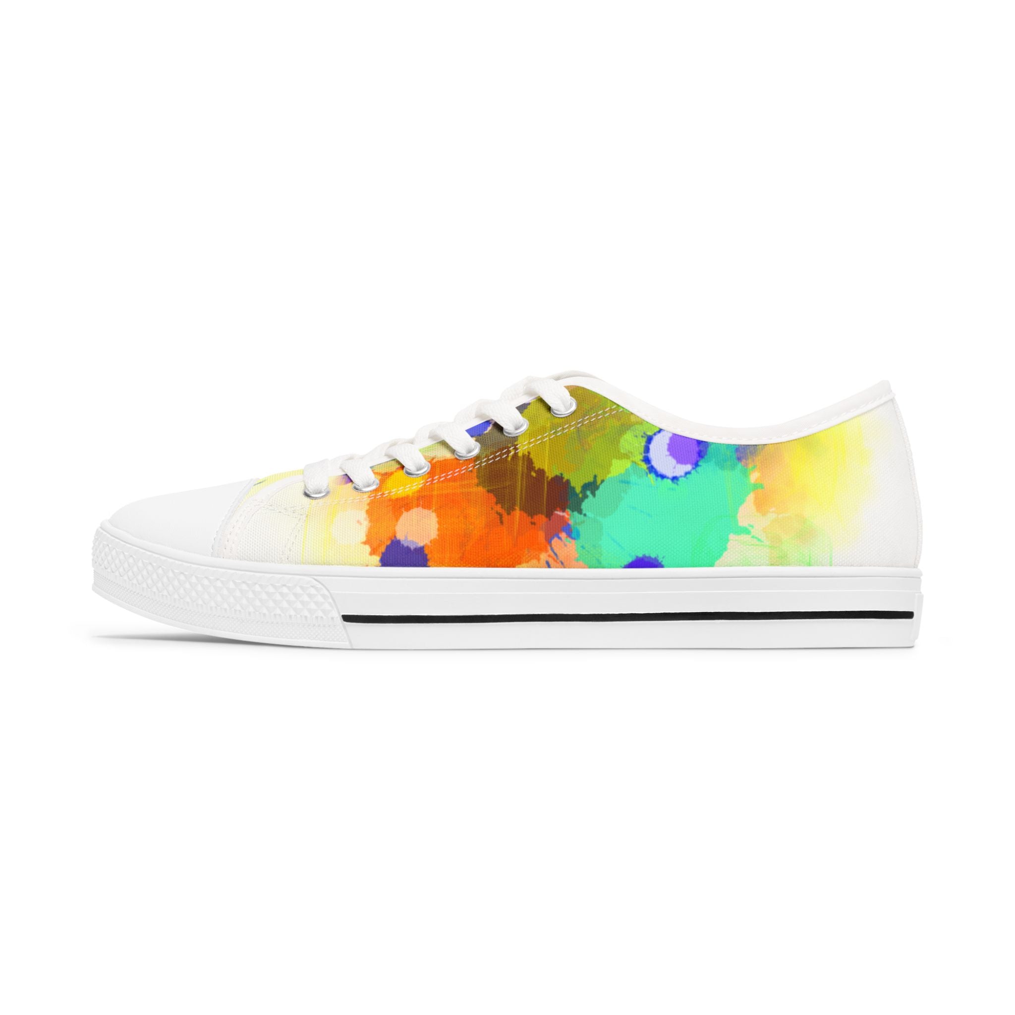 Women's Low Top Sneakers — Vibrant Watercolor Splash Casual Shoes
