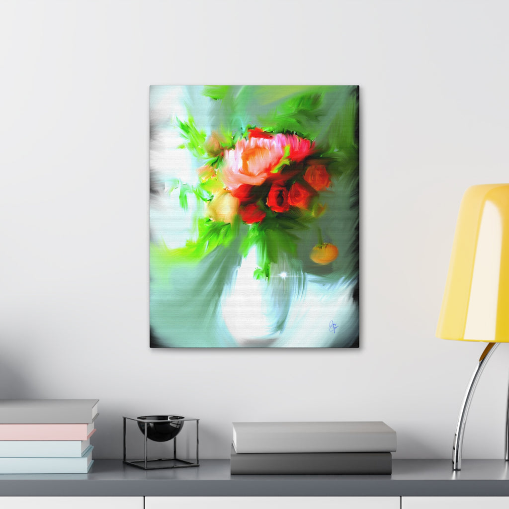 Vibrant Floral Bouquet Canvas Wall Art — Stretched 1.5"