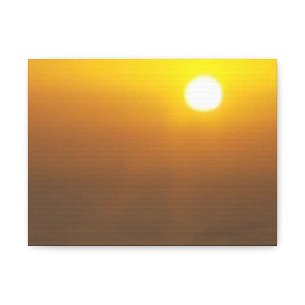 Sunset Over Ocean Matte Canvas Wall Art — Warm Yellow Sunrise Sea Photo