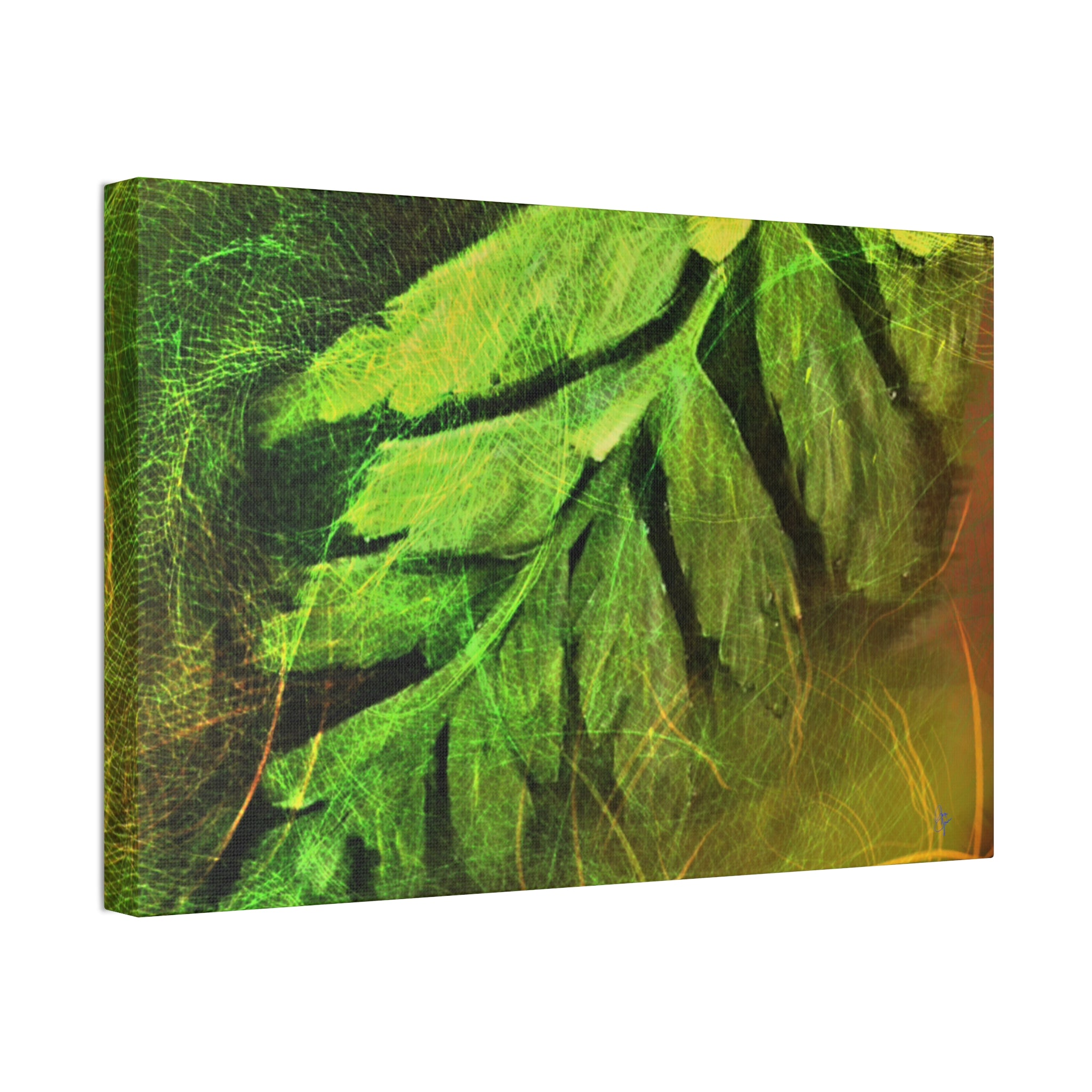 Botanical Leaf Art Canvas — Green Fern Stretched Canvas (1.5" Depth)