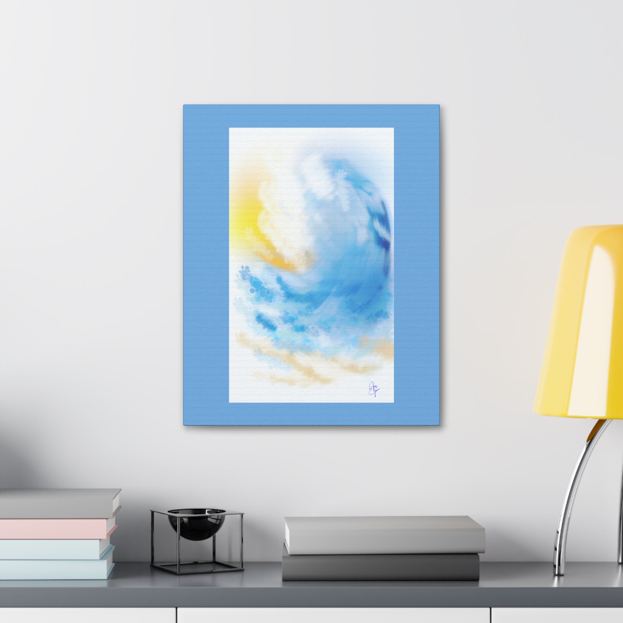 Ocean Wave Canvas Print — Sunlit Blue Seascape Stretched Canvas