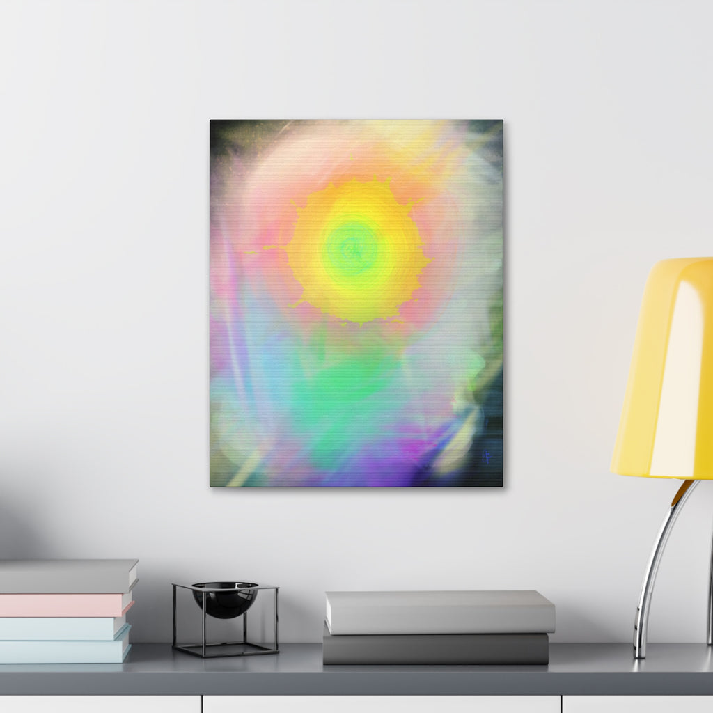 Neon Feather Canvas Stretched Wall Art
