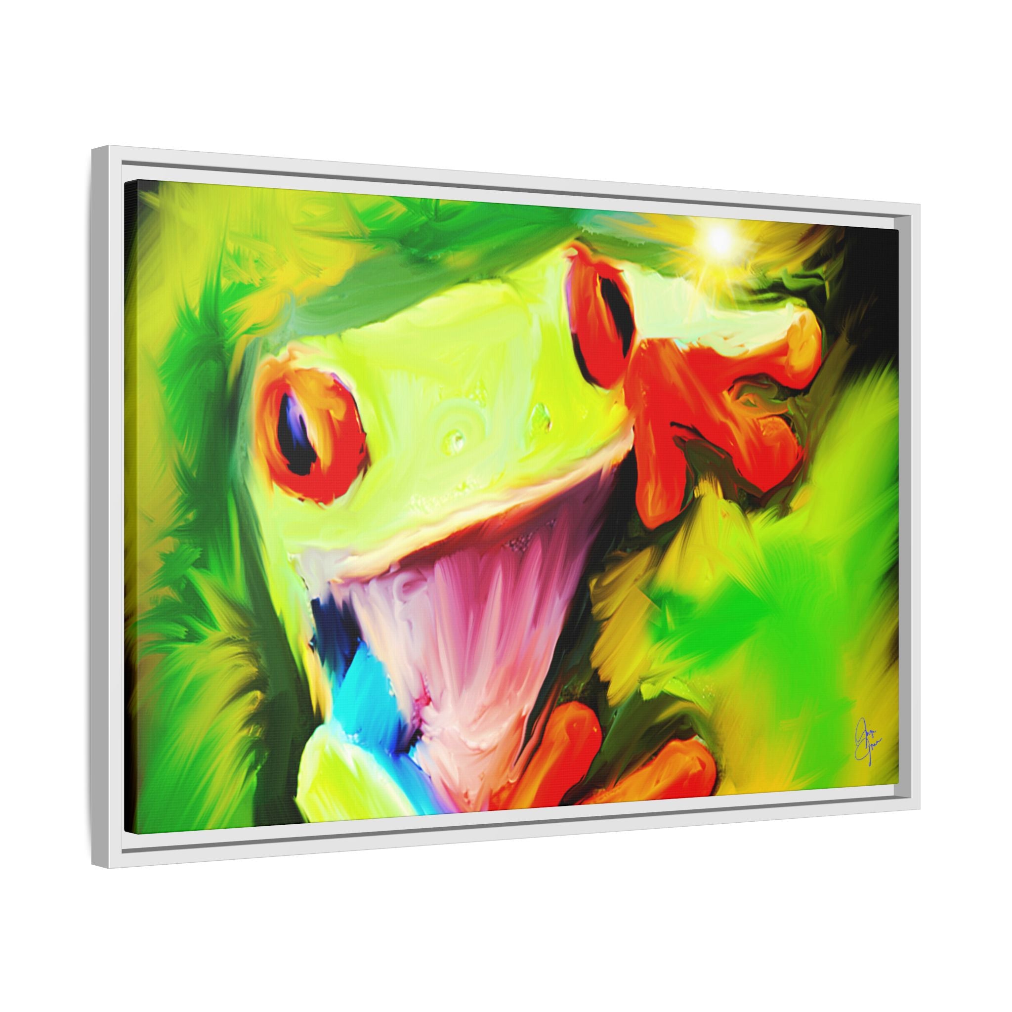 Colorful Tree Frog Matte Canvas Print — Framed Tropical Wall Art