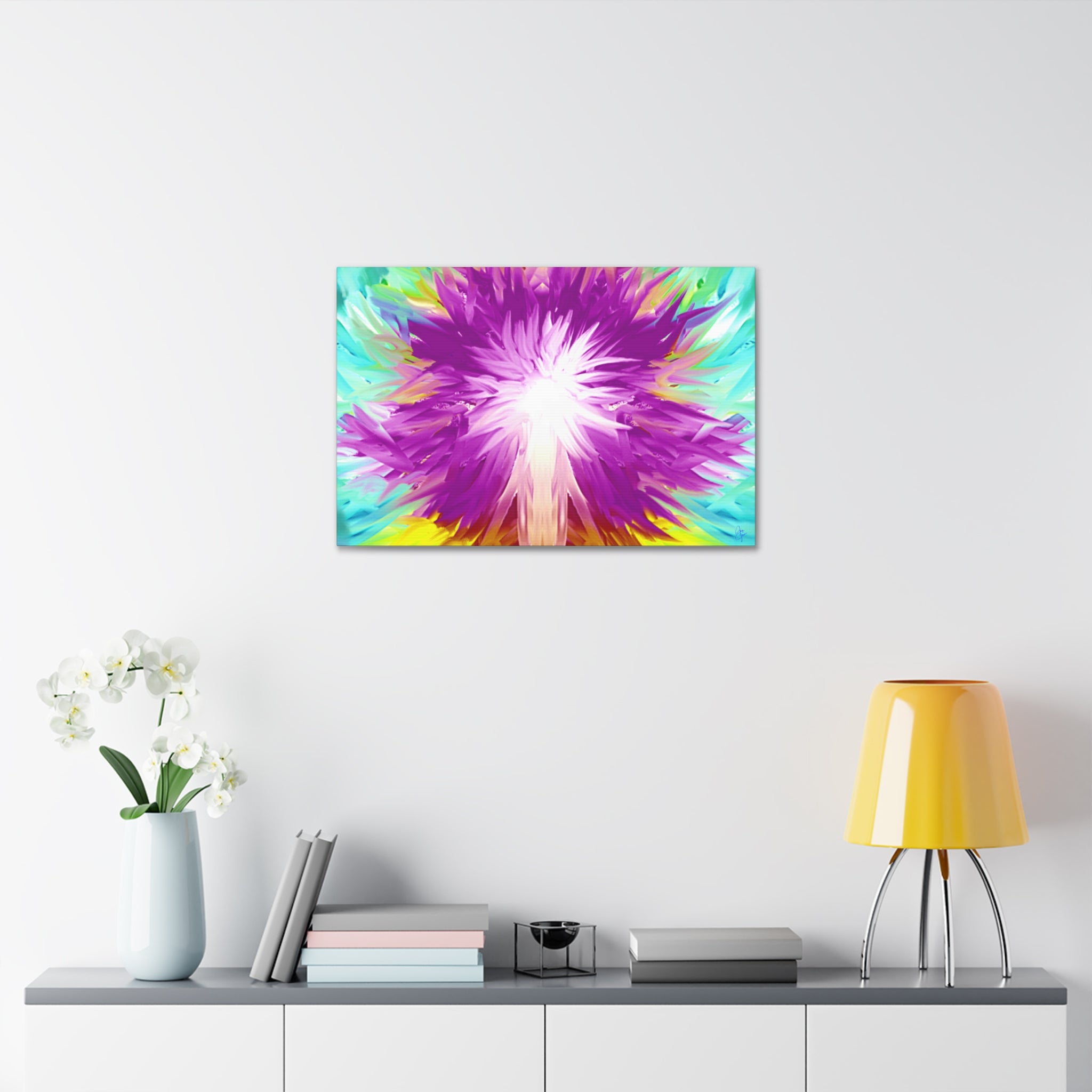 Abstract Radiant Burst Canvas - Vibrant Purple Floral Wall Art (Stretched 1.5")