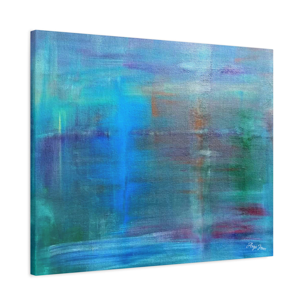 Abstract Blue-Green Matte Canvas Print – Stretched 1.25" Wall Art