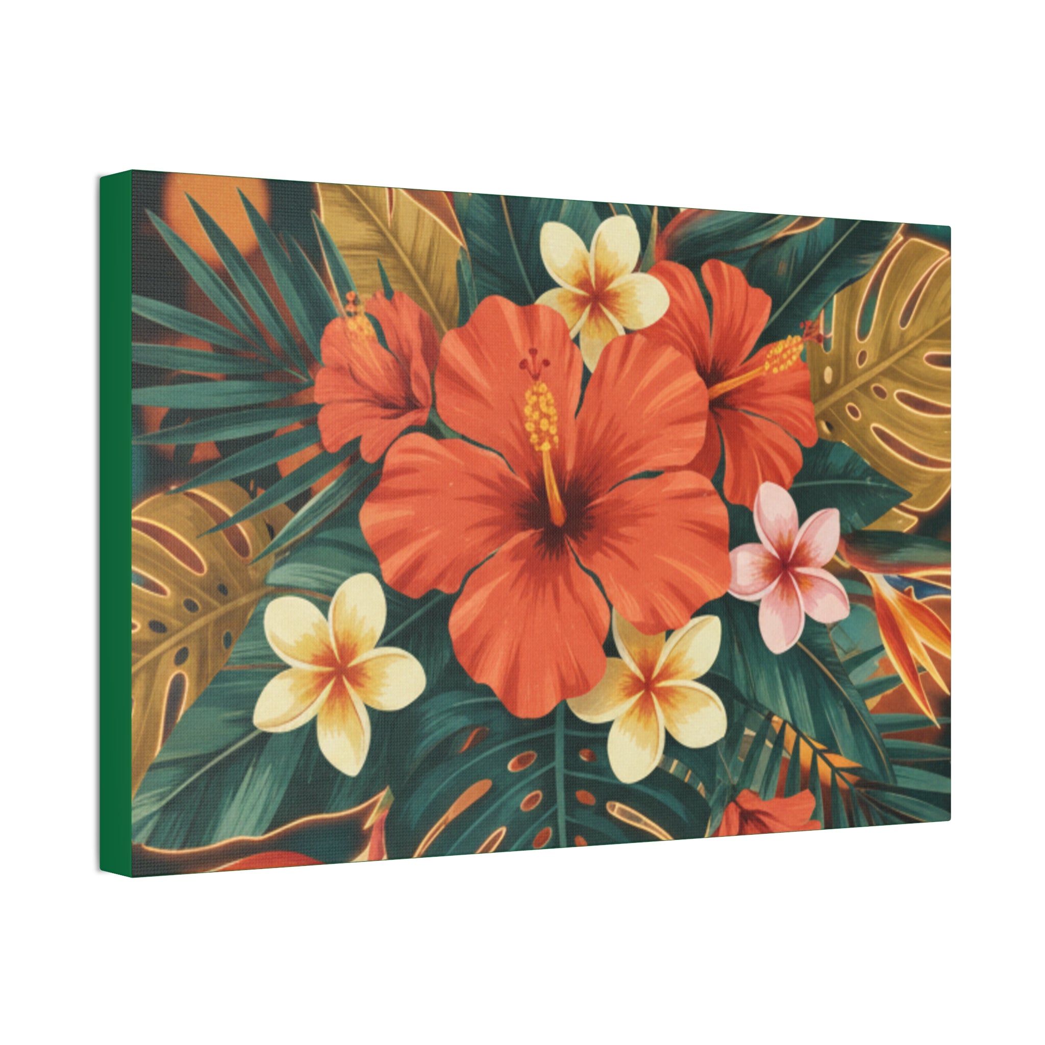 Tropical Hibiscus Canvas Wall Art — Vibrant Floral Stretched Canvas
