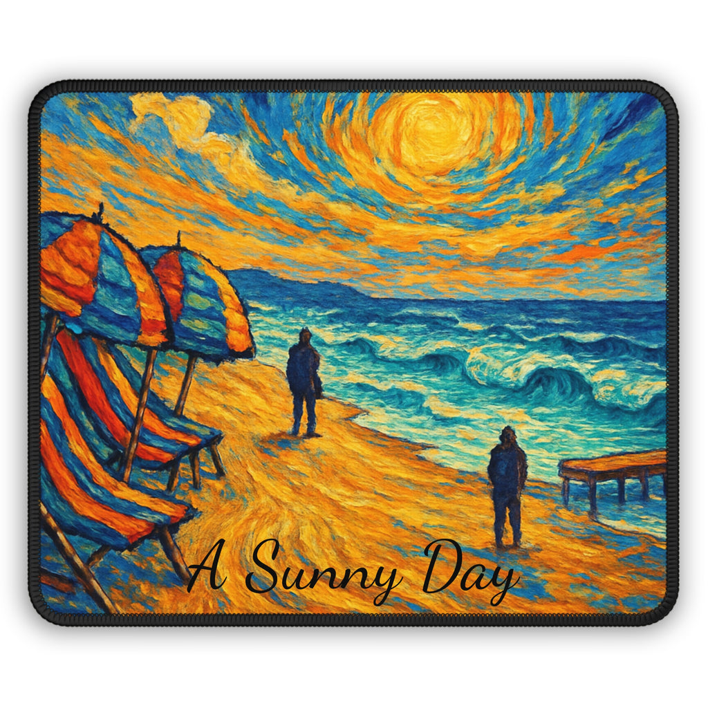 Sunset Beach Gaming Mouse Pad — 'A Sunny Day' Coastal Art Desk Mat