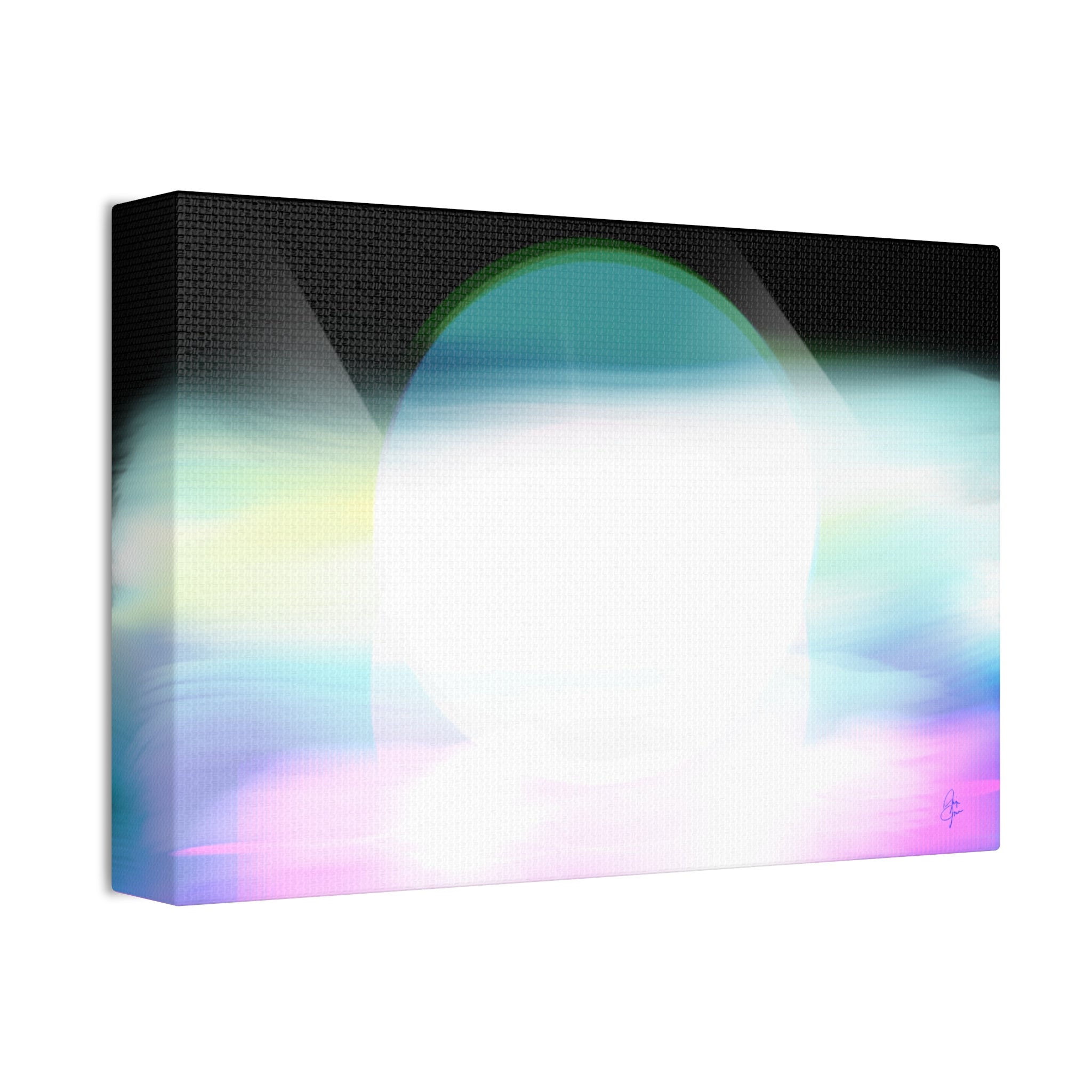 Abstract Neon Glow Canvas Print — Pastel Light Orb Stretched Wall Art