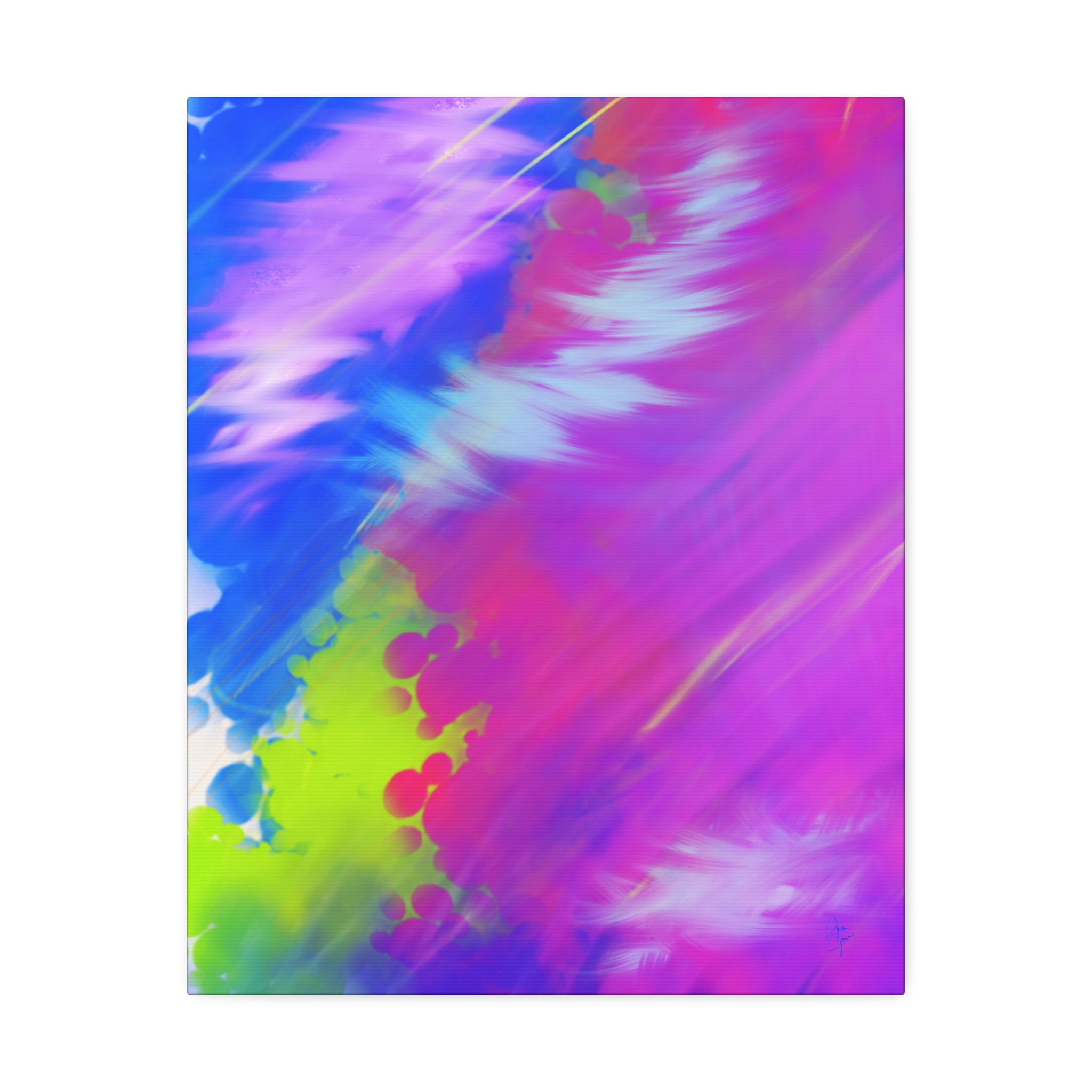 Abstract Neon Tie-Dye Canvas Print — Vibrant Rainbow Wall Art (Stretched 1.5")
