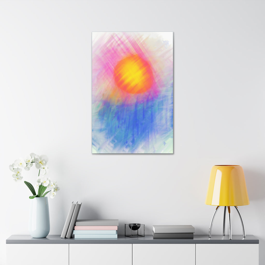 Abstract Sunrise Canvas Art - Vibrant Pink & Orange Sun Stretched Canvas