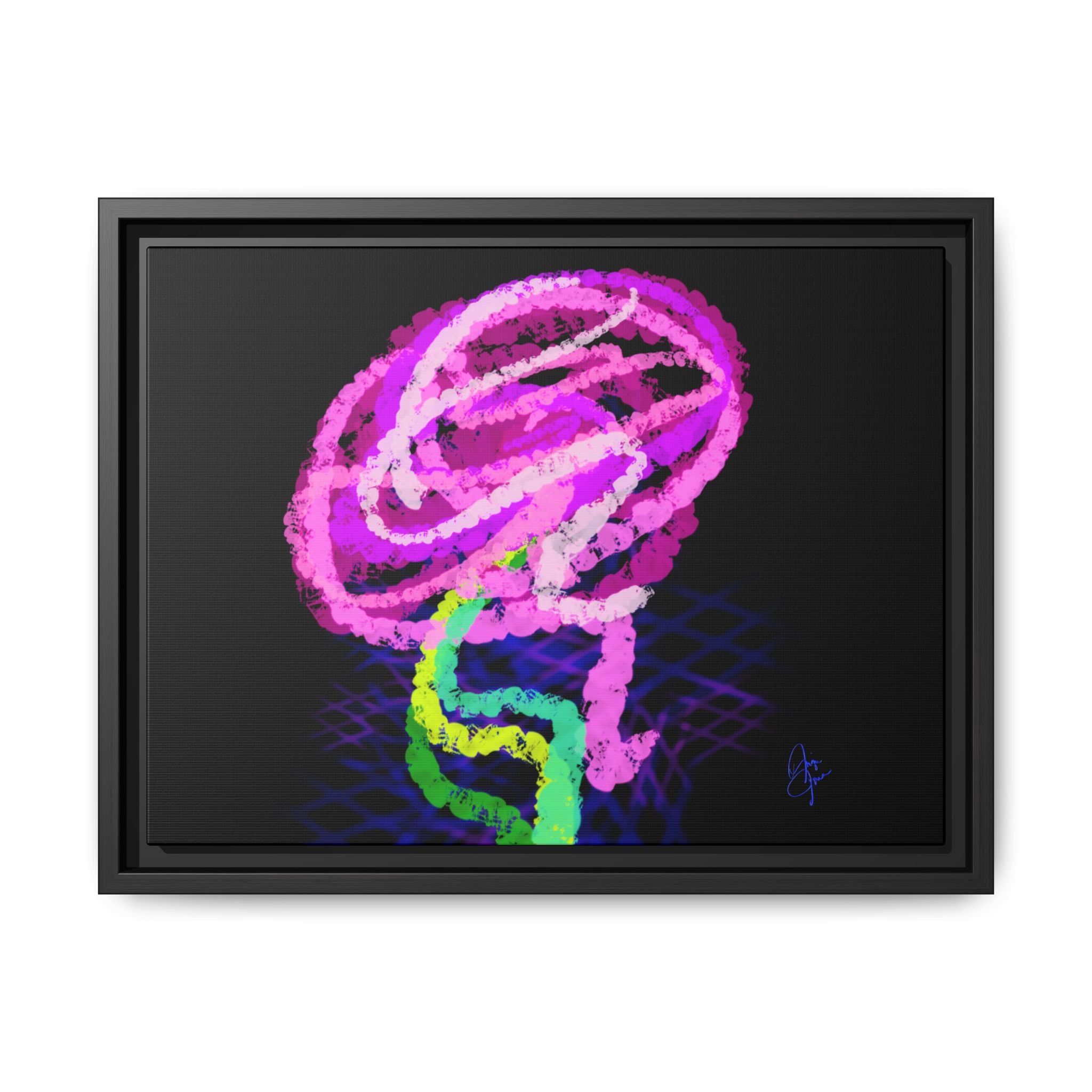 Framed Matte Canvas - Neon Rose Abstract Wall Art