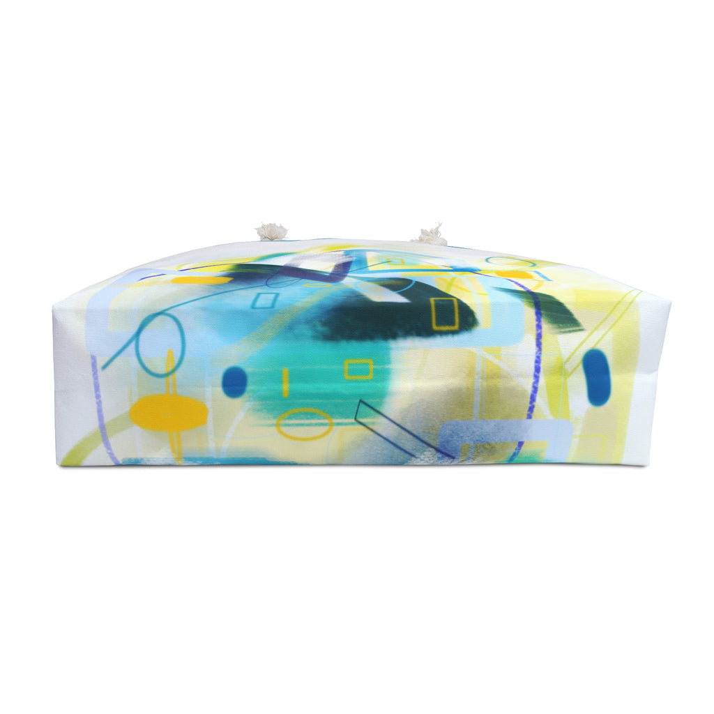 Abstract Blue & Yellow Weekender Bag — Modern Geometric Travel Tote
