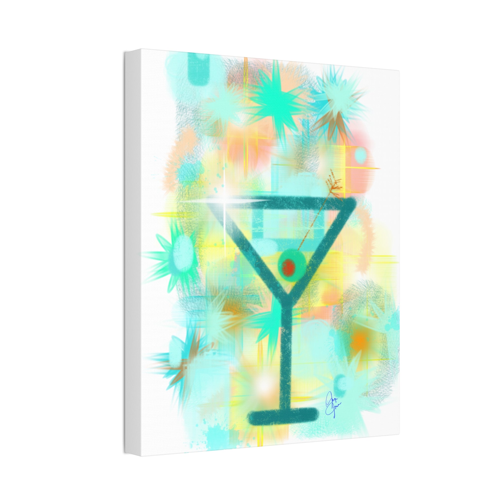 Martini Pop Art Canvas — Colorful Retro Cocktail Wall Art