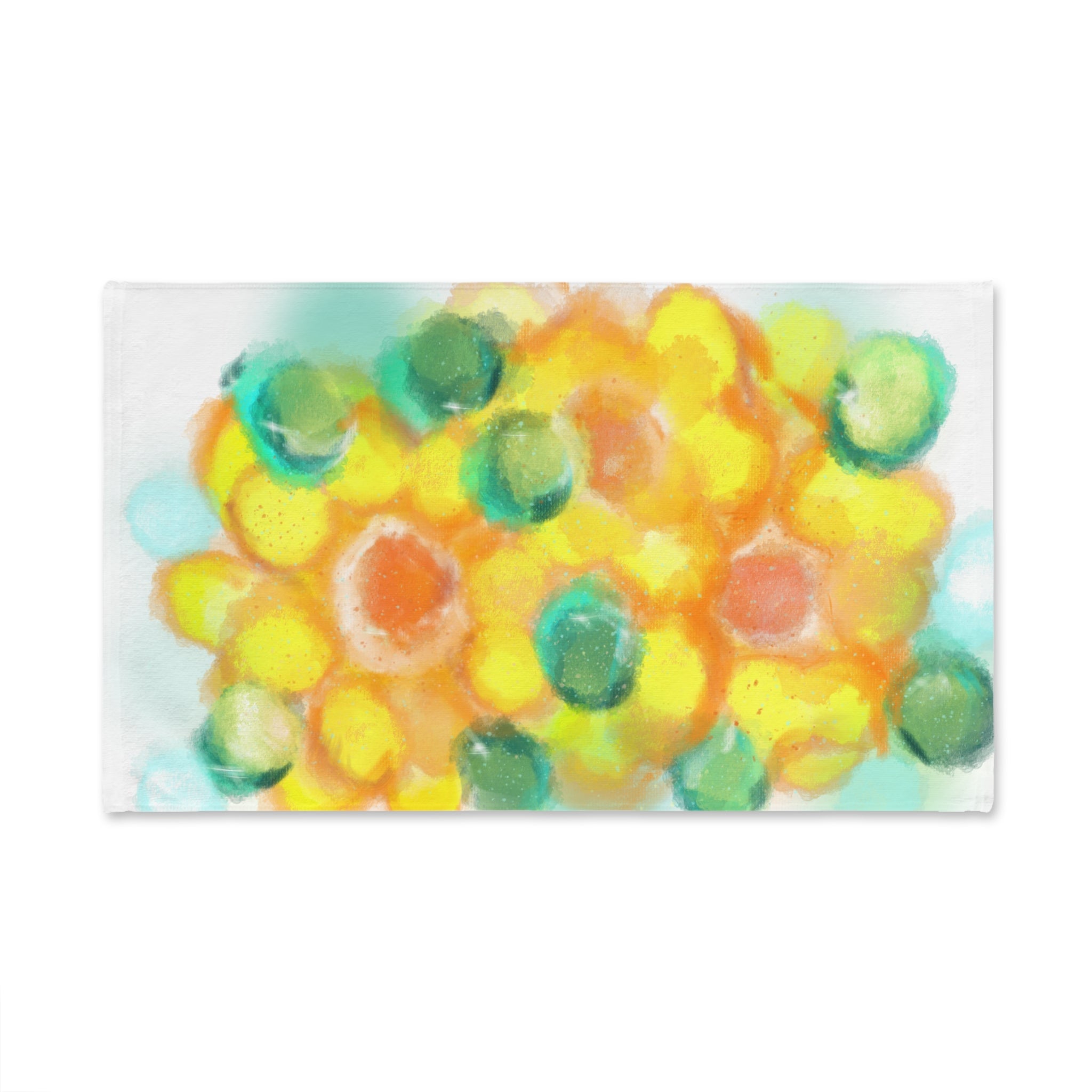 Sunburst Floral Hand Towel — Bright Watercolor Yellow Bouquet