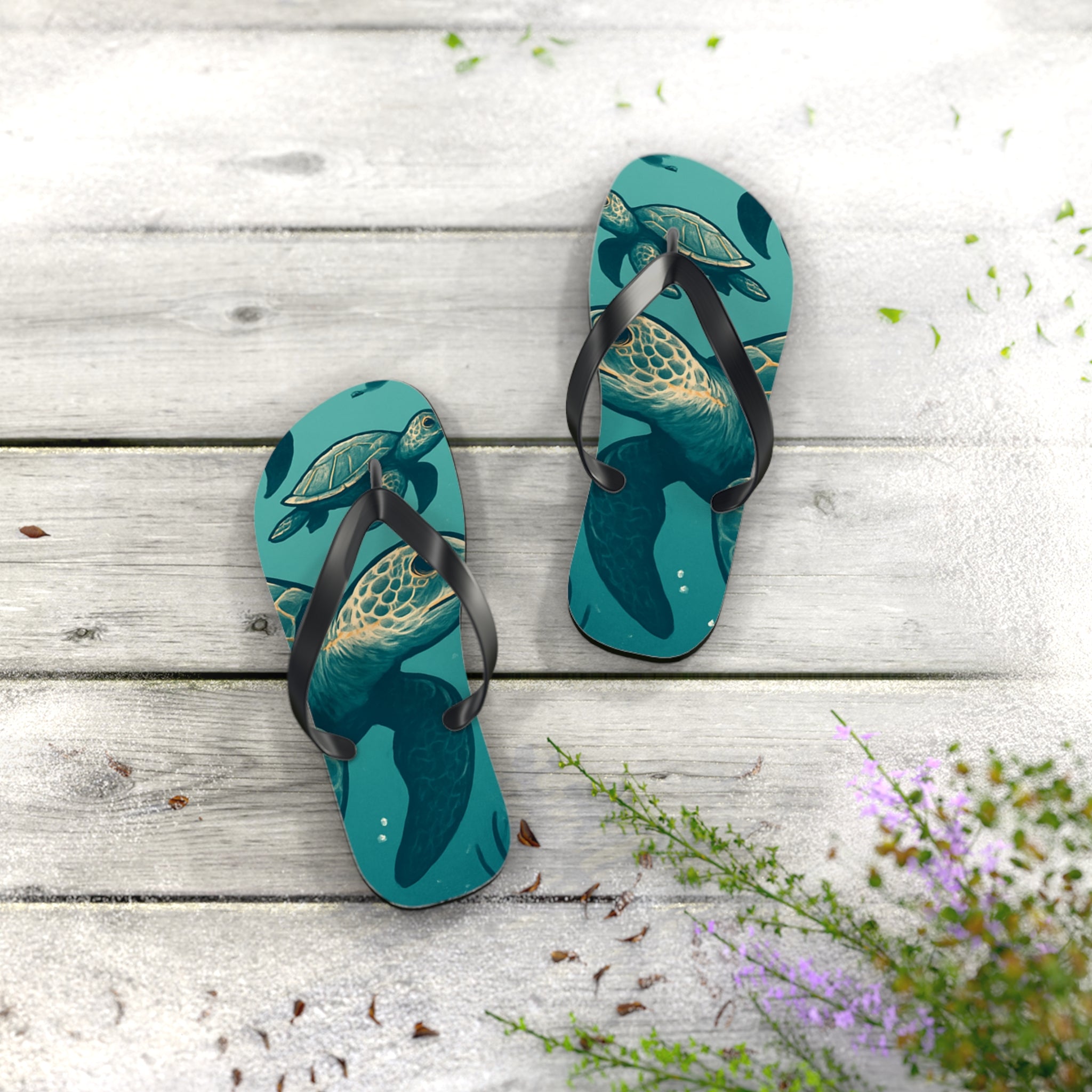 Turtle Print Flip Flops for Beach Lovers