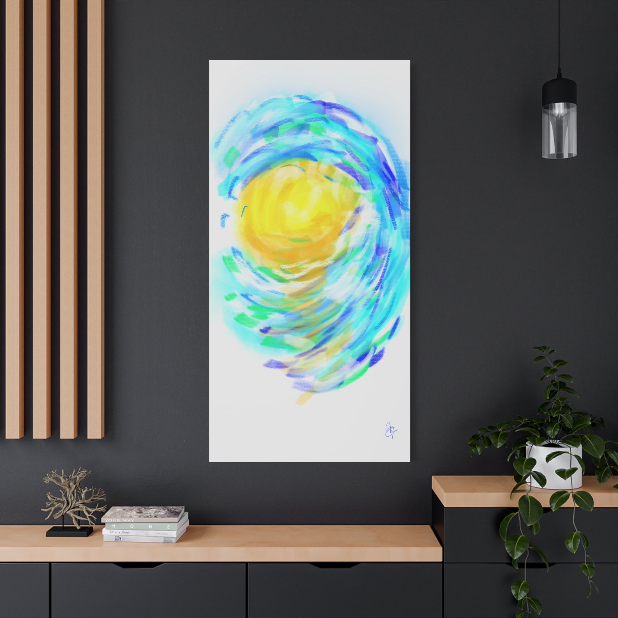 Abstract Sunburst Canvas Art — Vibrant Swirl Matte Stretched Canvas