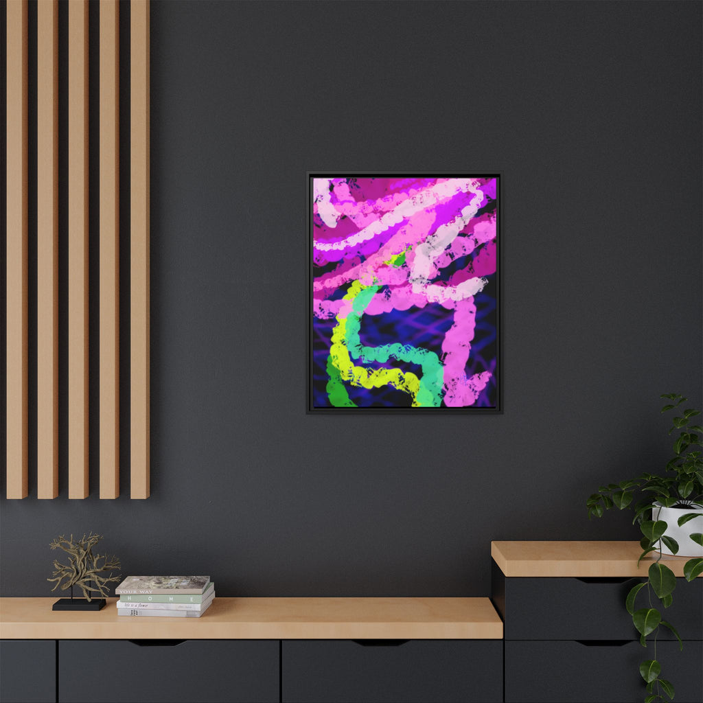 Framed Matte Canvas - Neon Rose Abstract Wall Art
