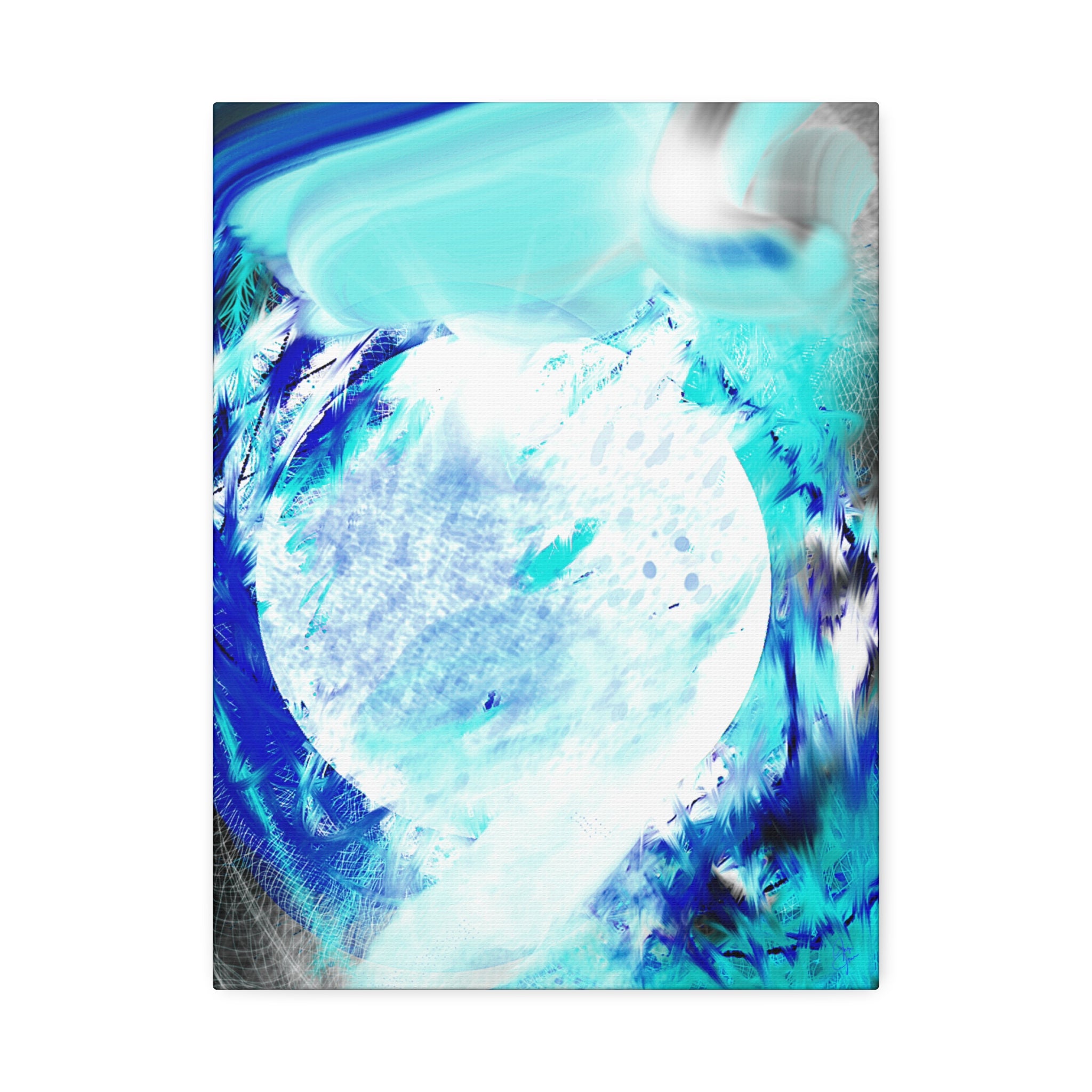 Abstract Blue Moon Canvas Print — Stretched 1.5" Wall Art