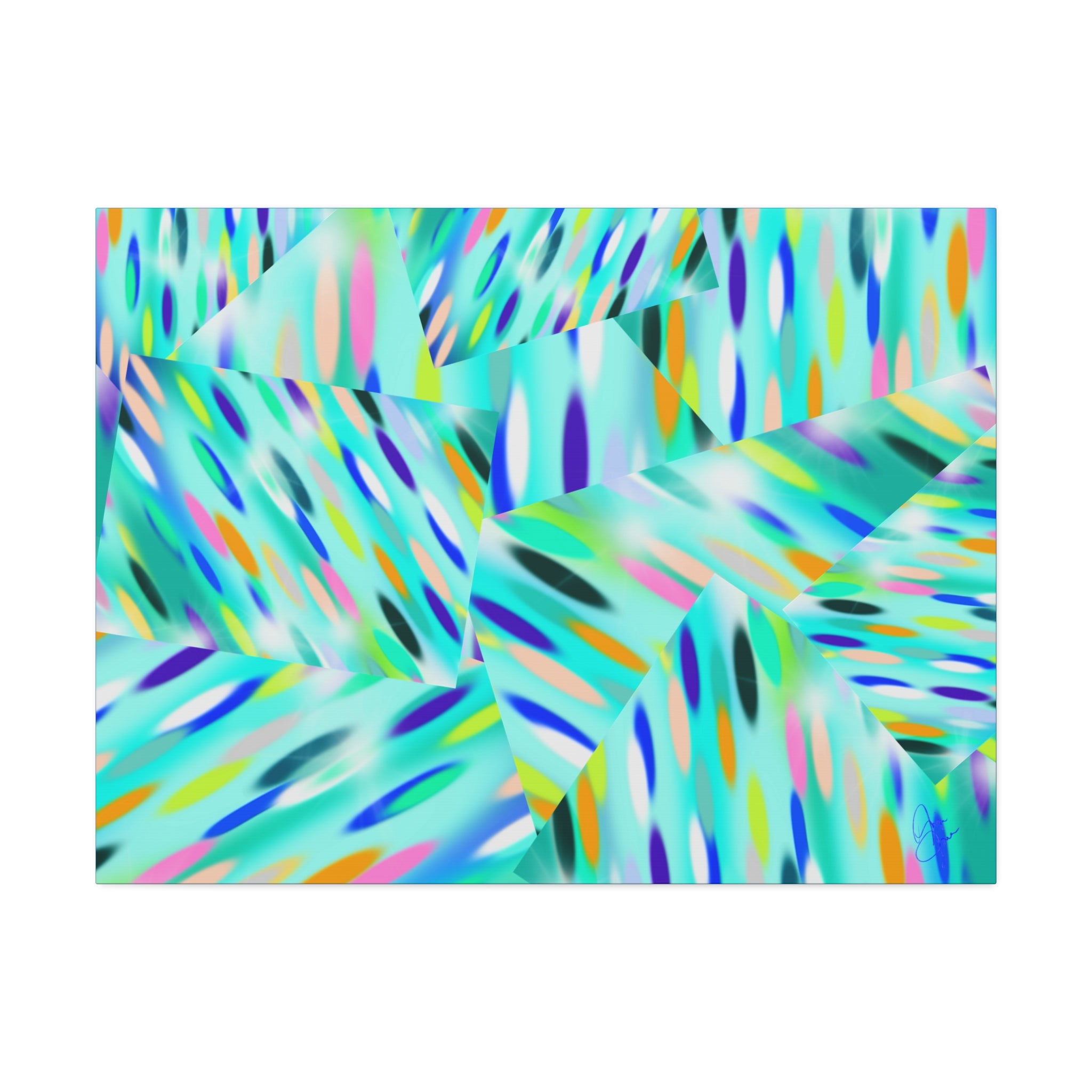 Abstract Aqua Canvas Print — Turquoise Geometric Art on Stretched 1.5" Canvas