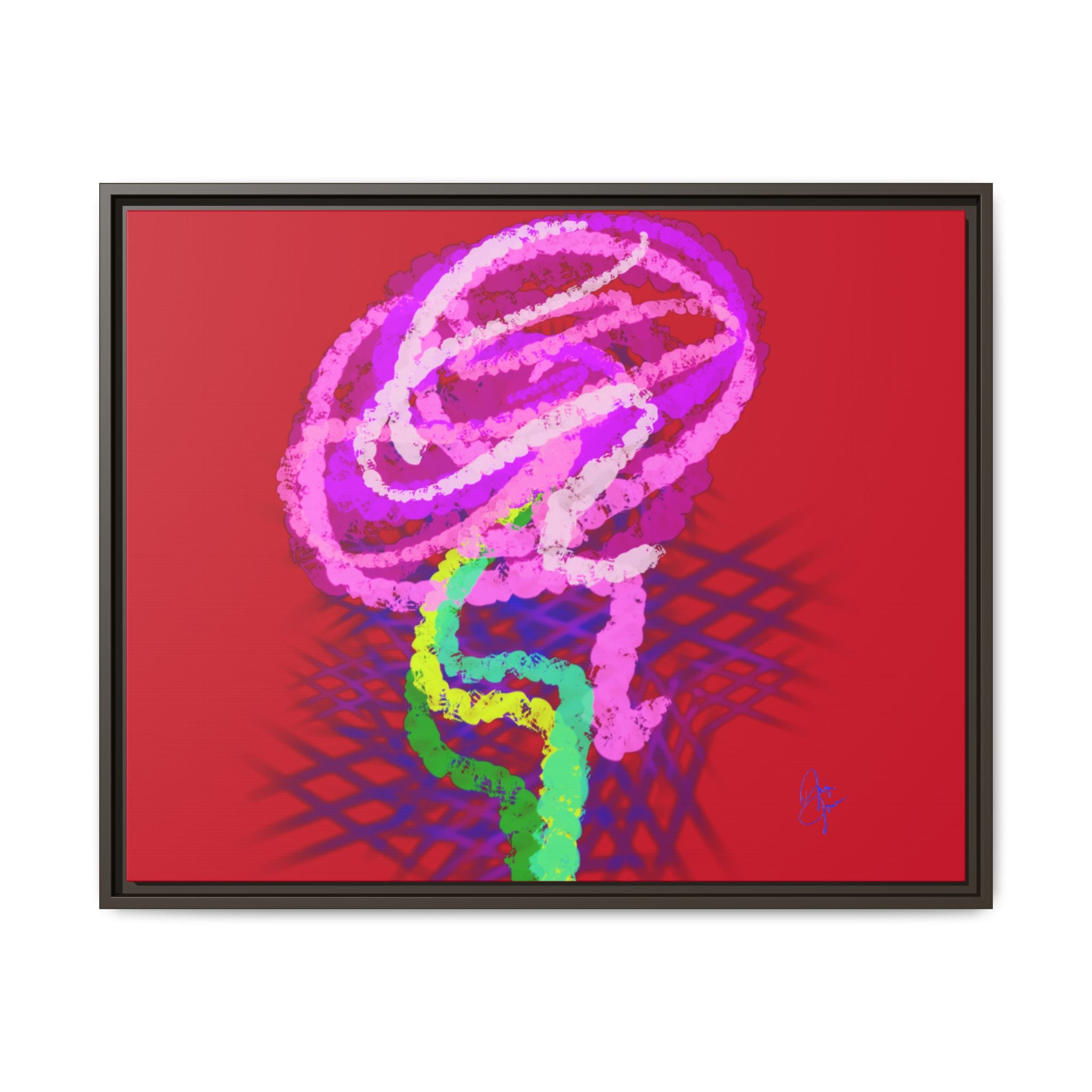 Framed Matte Canvas - Neon Rose Abstract Wall Art