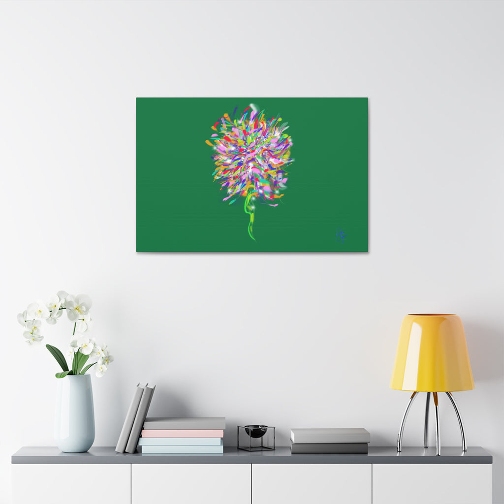 Abstract Floral Burst Canvas Print — Colorful Flower Wall Art on Deep Blue