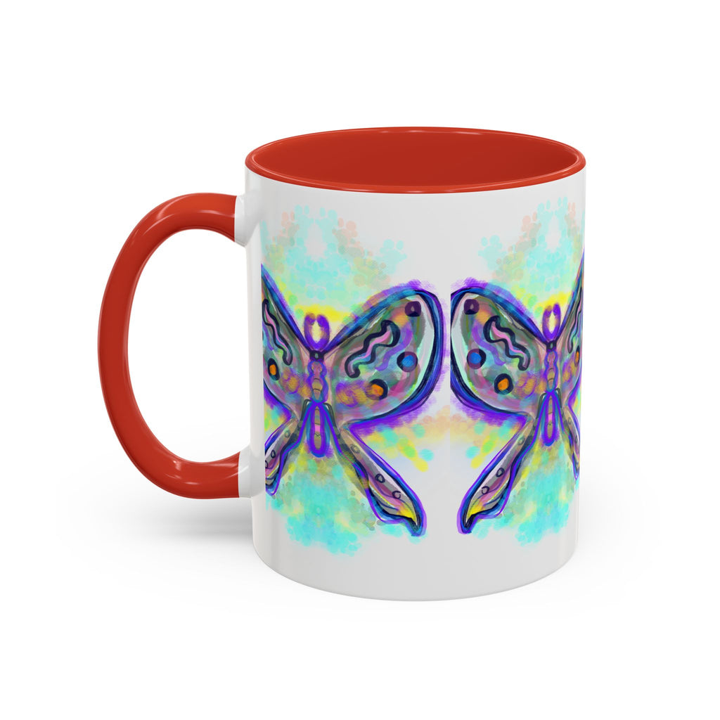 Butterfly Accent Coffee Mug — Colorful Watercolor Butterfly Design (11/15oz)