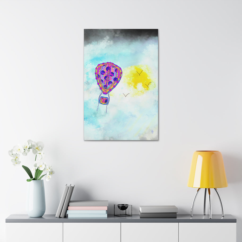 Hot Air Balloon Canvas Art – Whimsical Sunshine Nursery Wall Décor (Stretched Canvas)