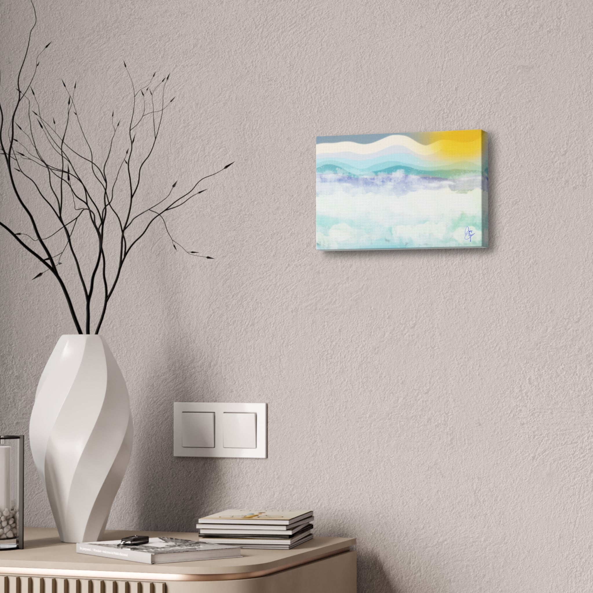 Serene Coastal Watercolor Canvas Print — Stretched 1.5"