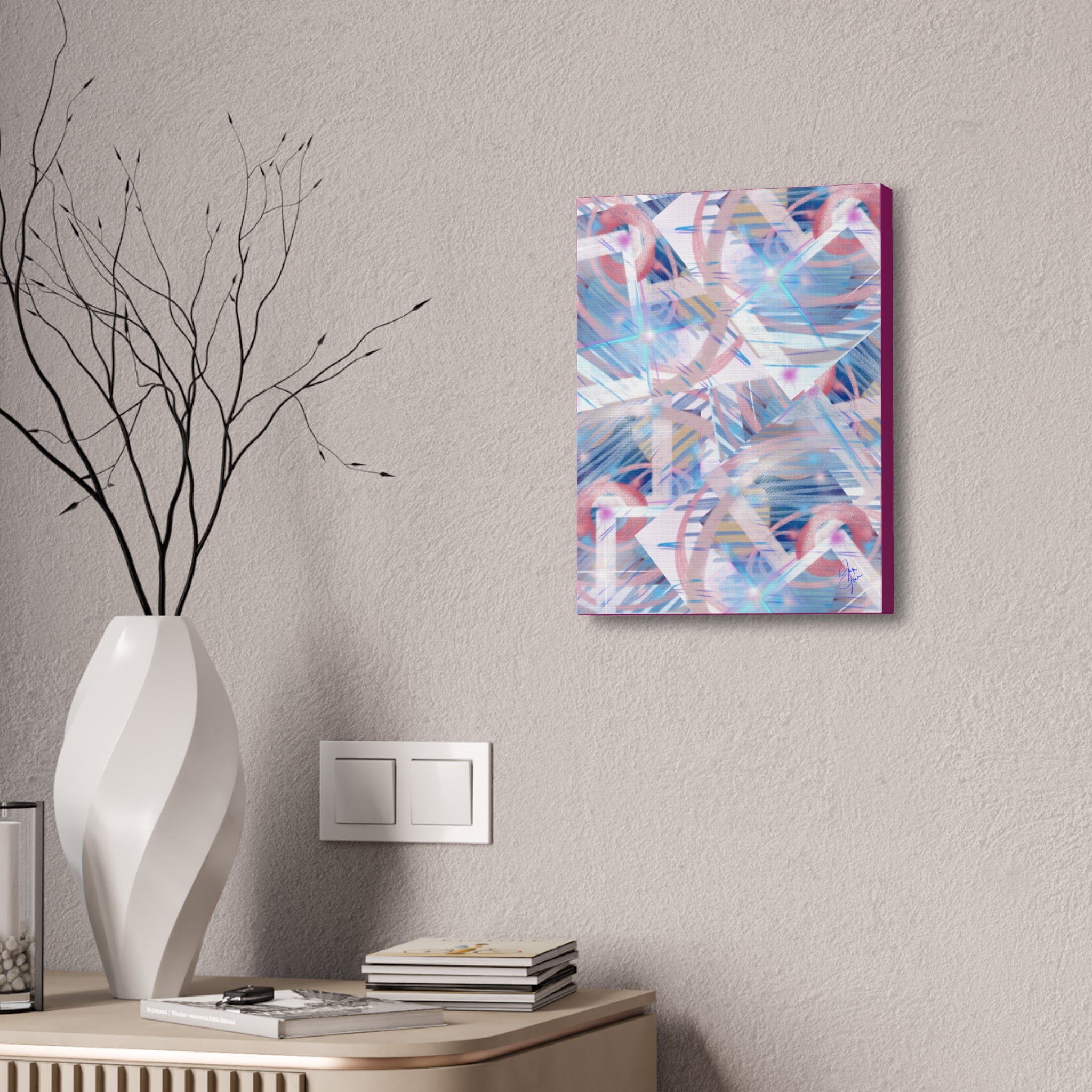 Abstract Pastel Flamingo Canvas Stretch 1.5" - Modern Tropical Wall Art