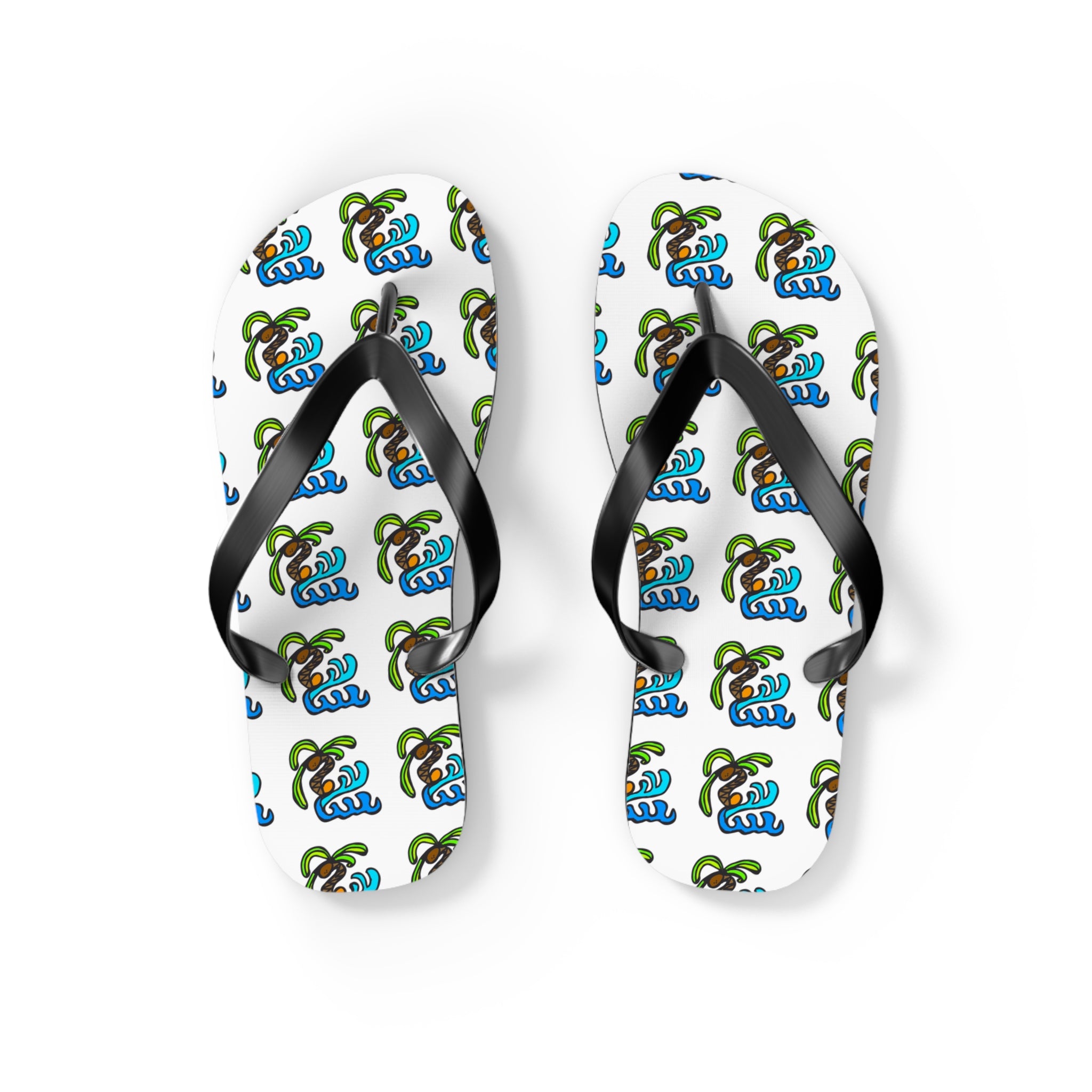 Flip Flops — Tropical Palm Tree Pattern Beach Sandals