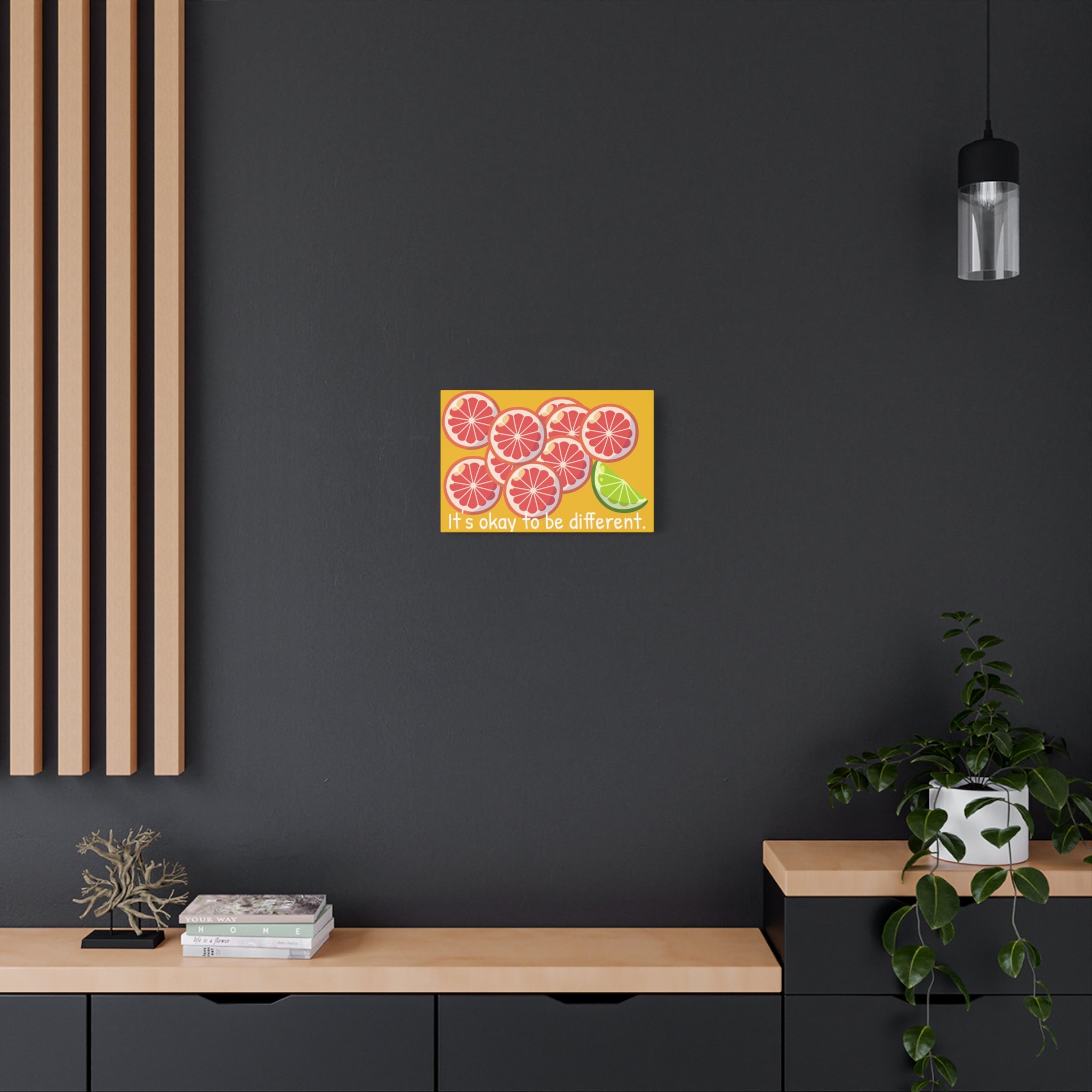 Canvas Wall Art — "It’s Okay to Be Different" Grapefruit & Lime Inspirational Print