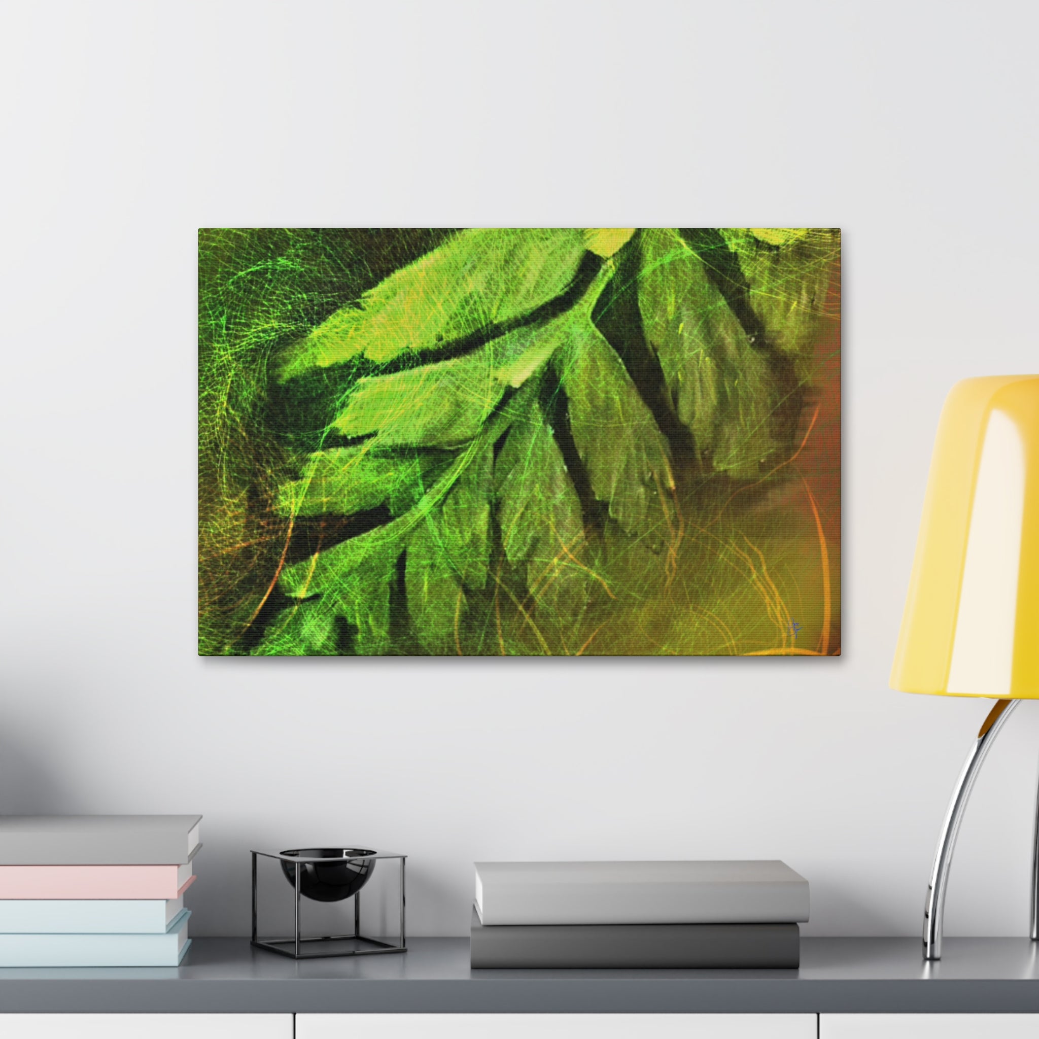 Botanical Leaf Art Canvas — Green Fern Stretched Canvas (1.5" Depth)