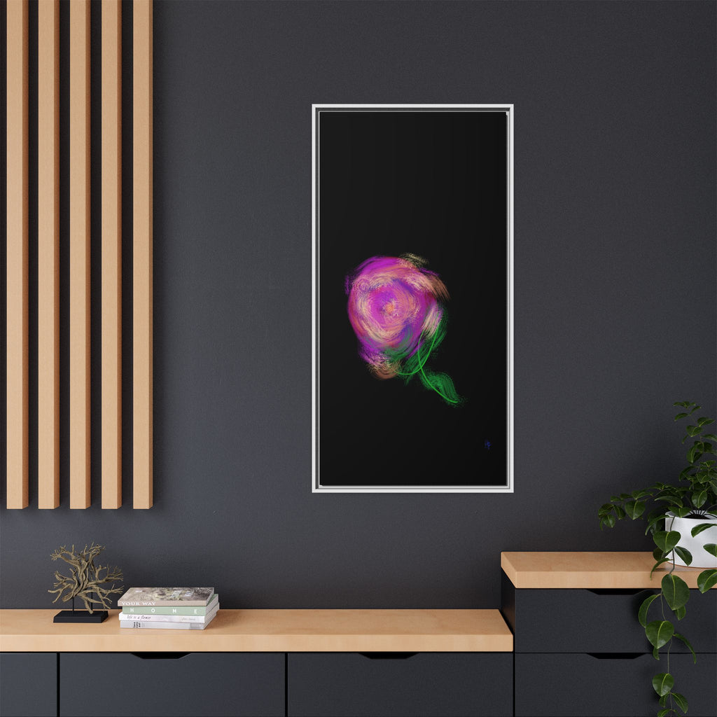 Abstract Rose Swirl Matte Framed Canvas — Multicolor Floral Wall Art