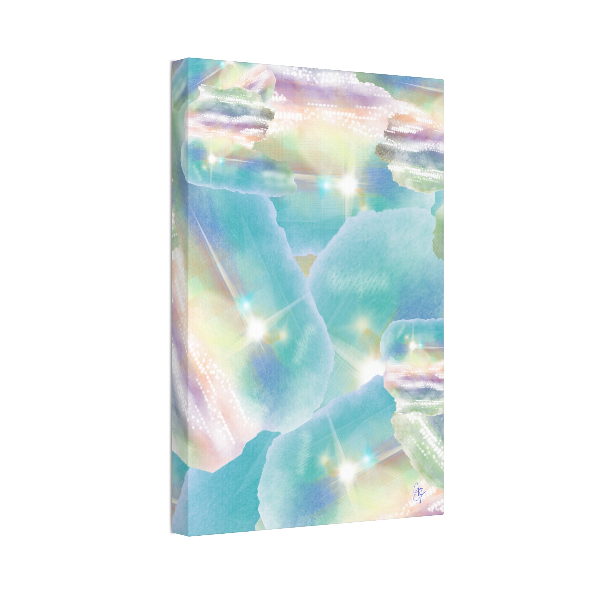 Iridescent Dreamscape Canvas Wall Art — Pastel Sea Glass Abstract
