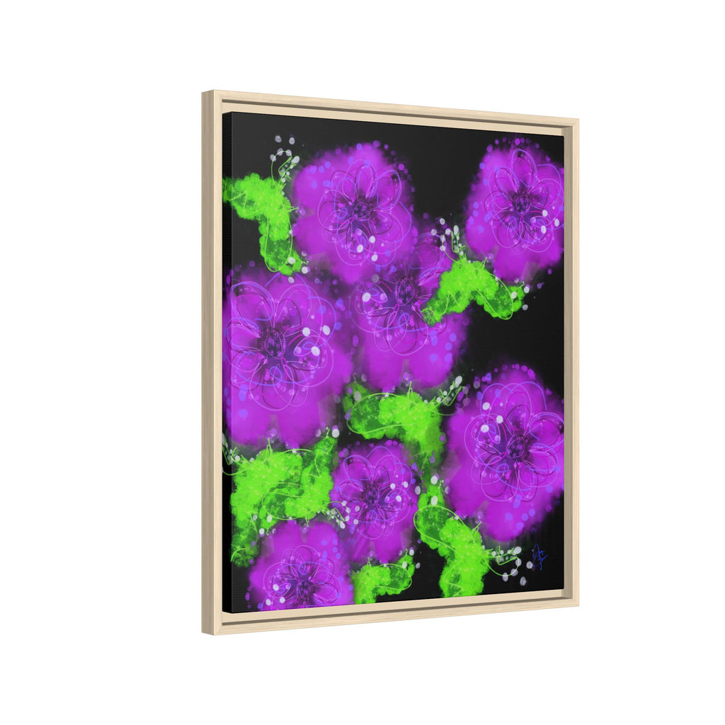 Framed Floral Canvas Print — Matte Multi-Color Blooms Wall Art