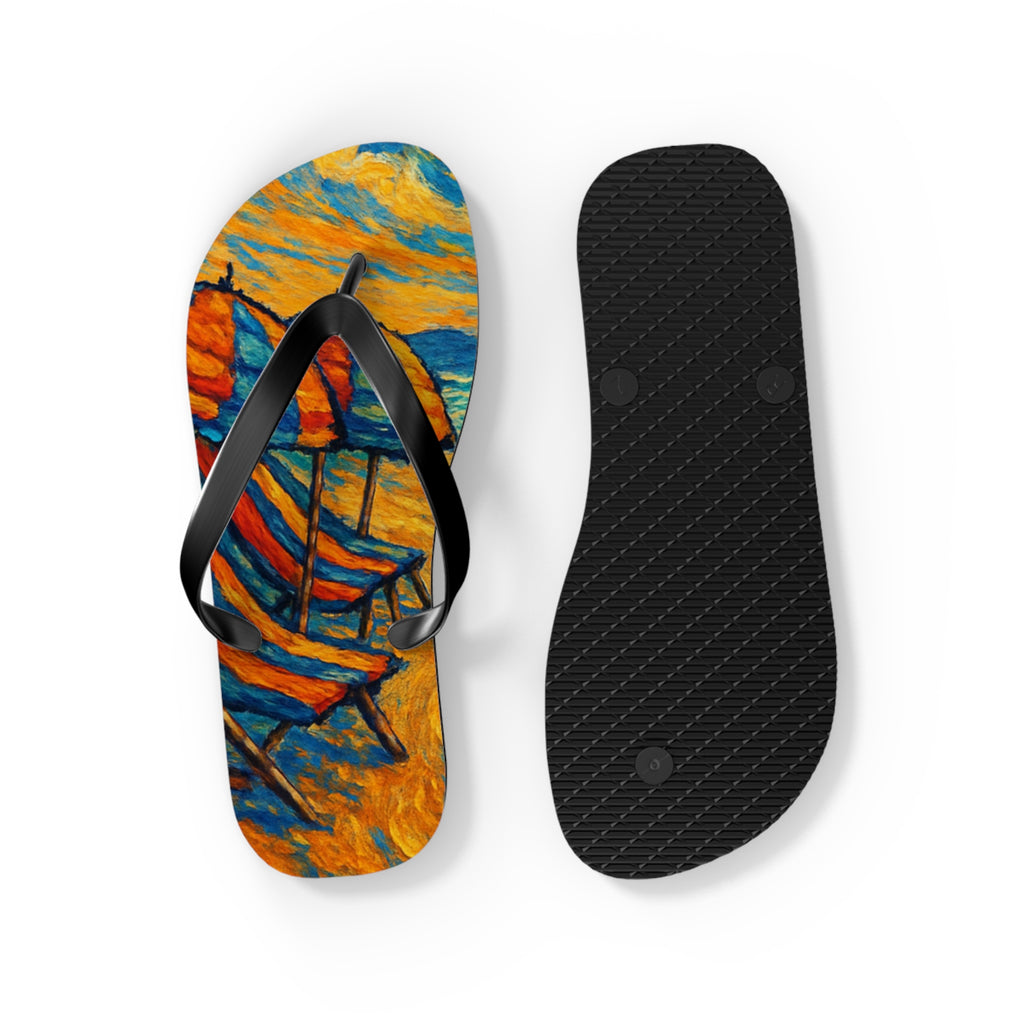 Beach Scene Flip Flops – Colorful Impressionist Seaside Print