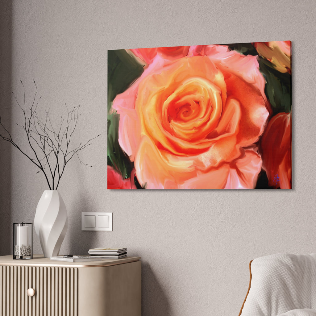 Orange Rose Canvas Print — Stretched 1.5" Wall Art