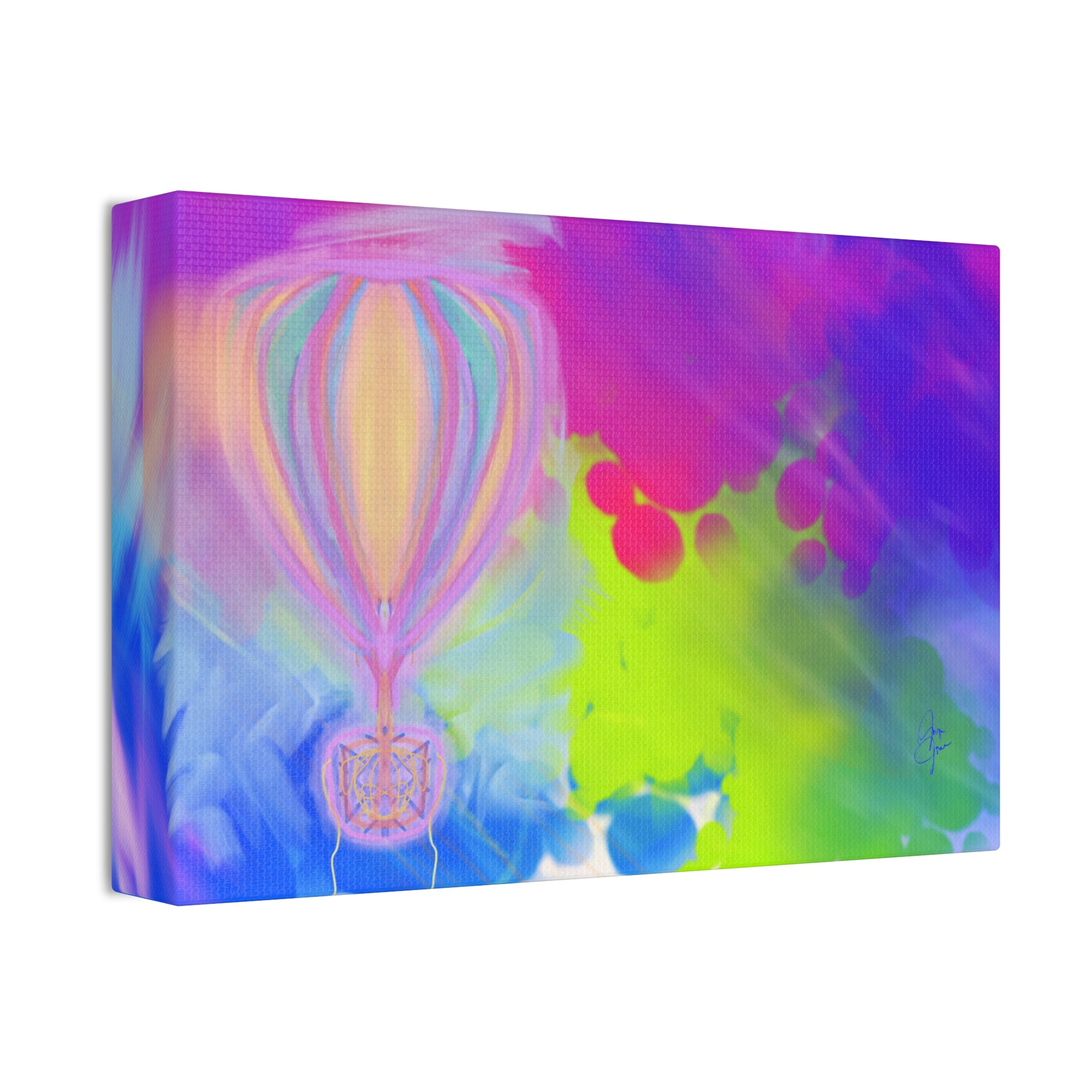 Whimsical Hot Air Balloon Kids Canvas Art — Bright Stretched Wall Decor