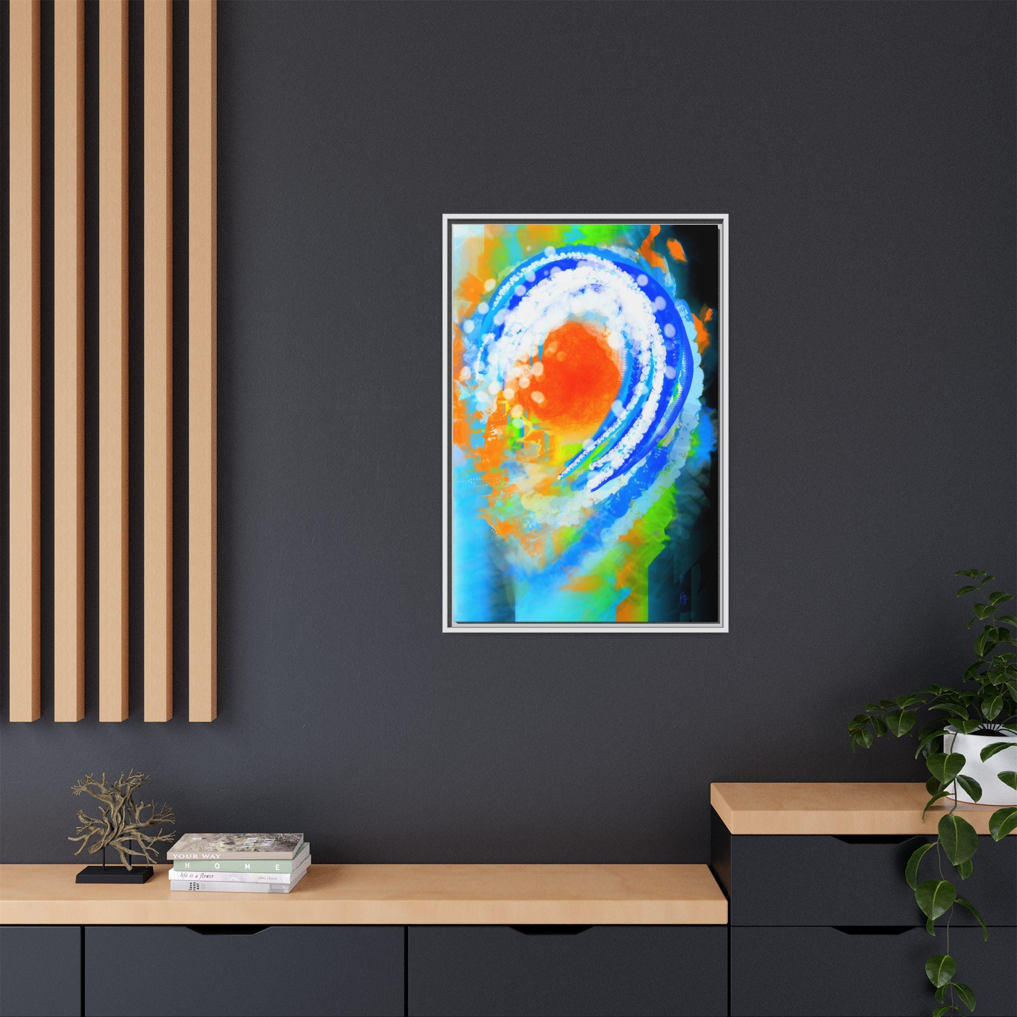 Abstract Ocean Wave Matte Canvas Print — Framed Multi‑Color Wall Art