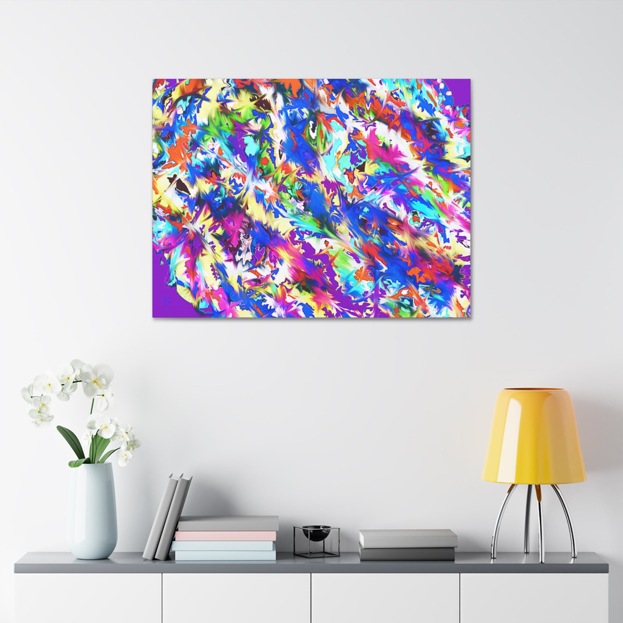 Abstract Rainbow Splash Canvas Print — Colorful Stretched Wall Art (1.5" Edge)