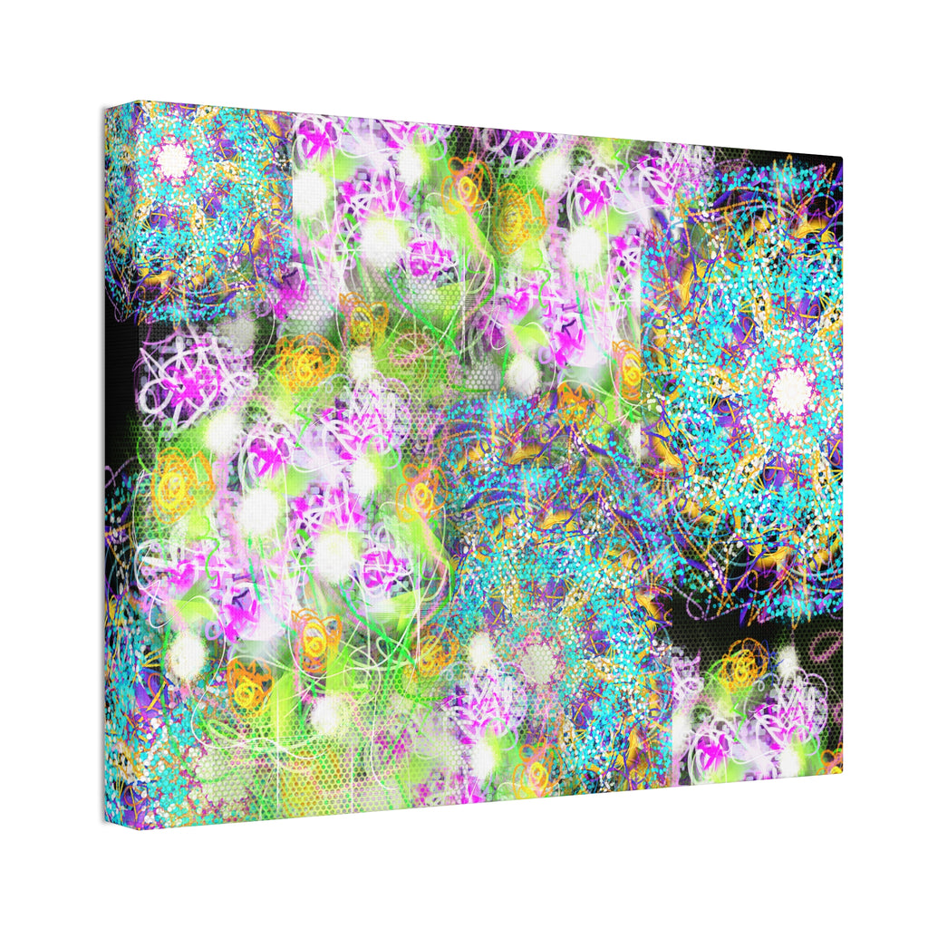 Abstract Floral Galaxy Canvas - Vibrant Stretched Wall Art