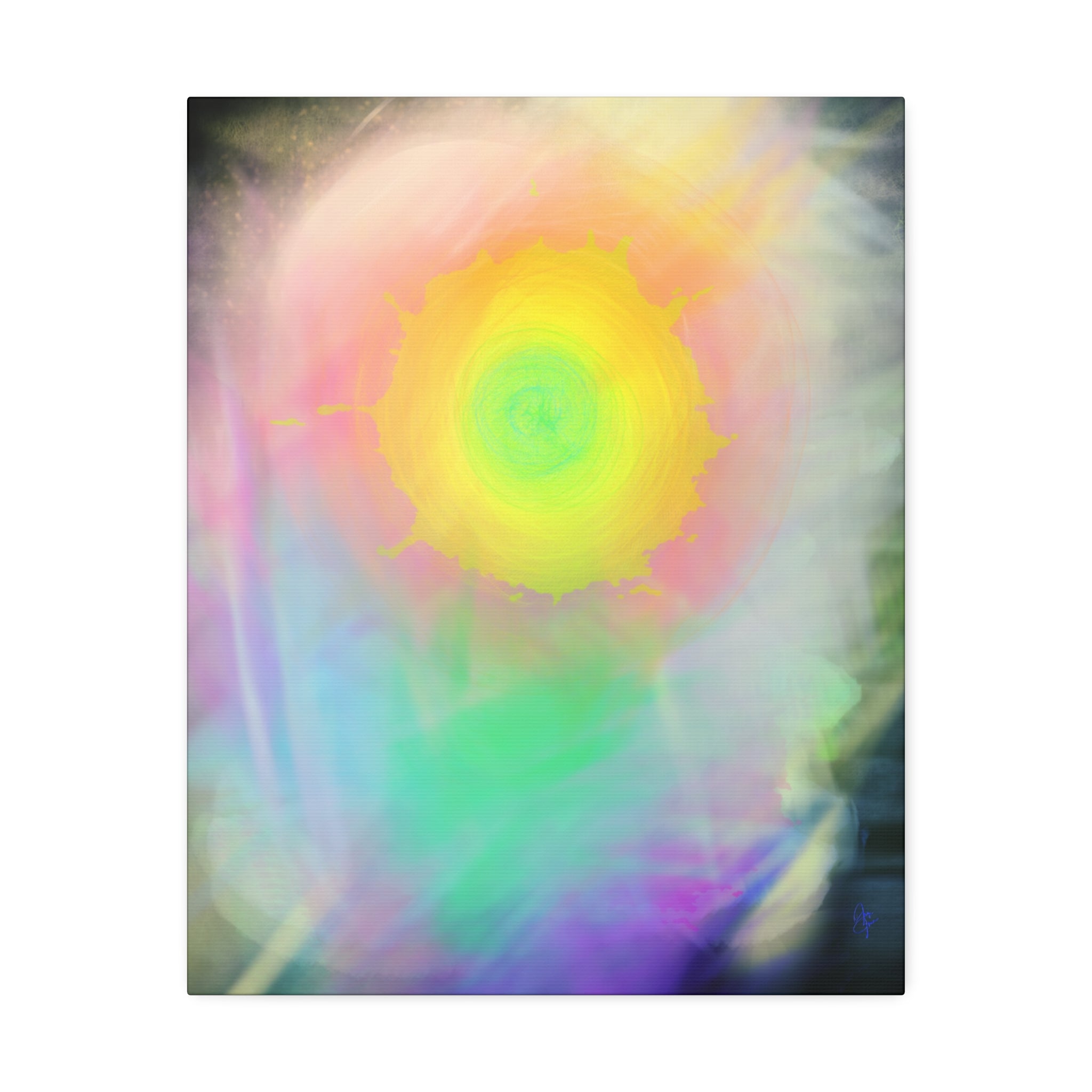 Neon Feather Canvas Stretched Wall Art