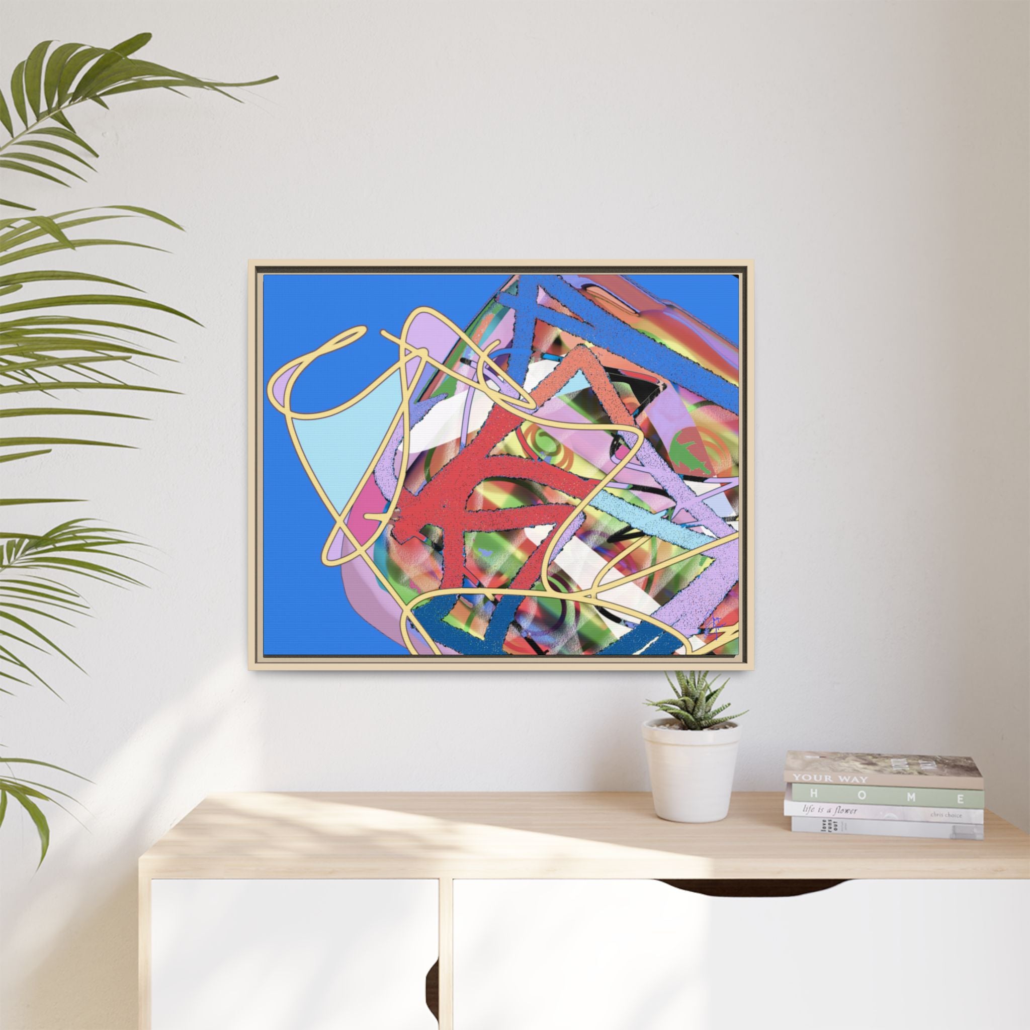 Abstract Multi‑Color Framed Canvas Art – Vibrant Modern Wall Decor