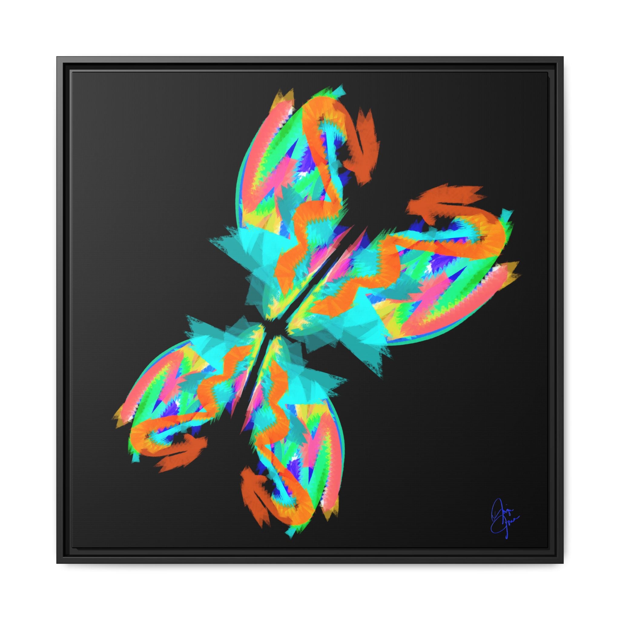 Framed Matte Canvas — Neon Abstract Butterfly Wall Art