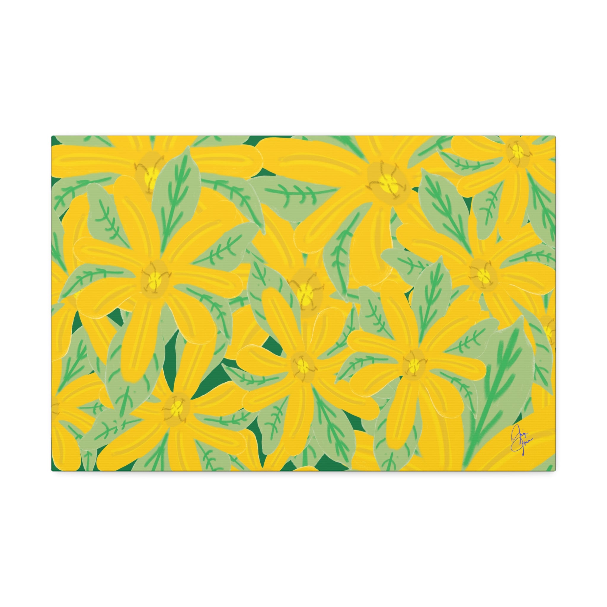 Yellow Daisy Canvas Wall Art — Bright Floral Stretched Canvas (1.5" Depth)