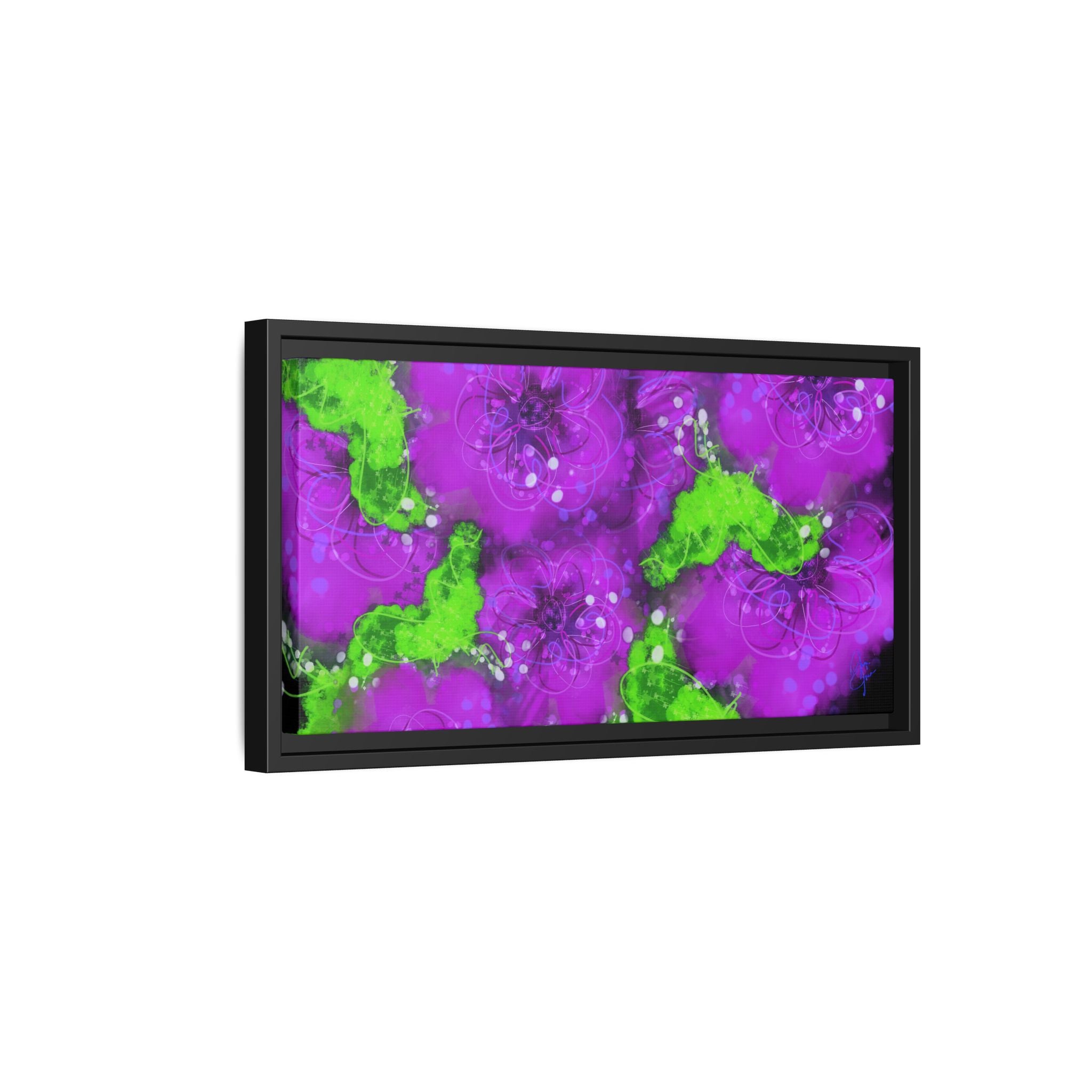 Framed Floral Canvas Print — Matte Multi-Color Blooms Wall Art